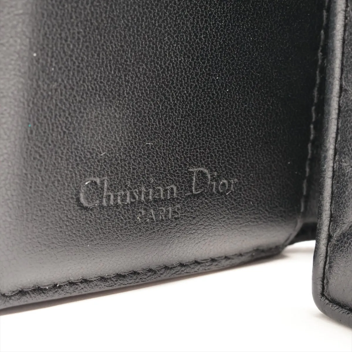 Lady Dior Cannage Leather Compact Wallet, Black — view 7