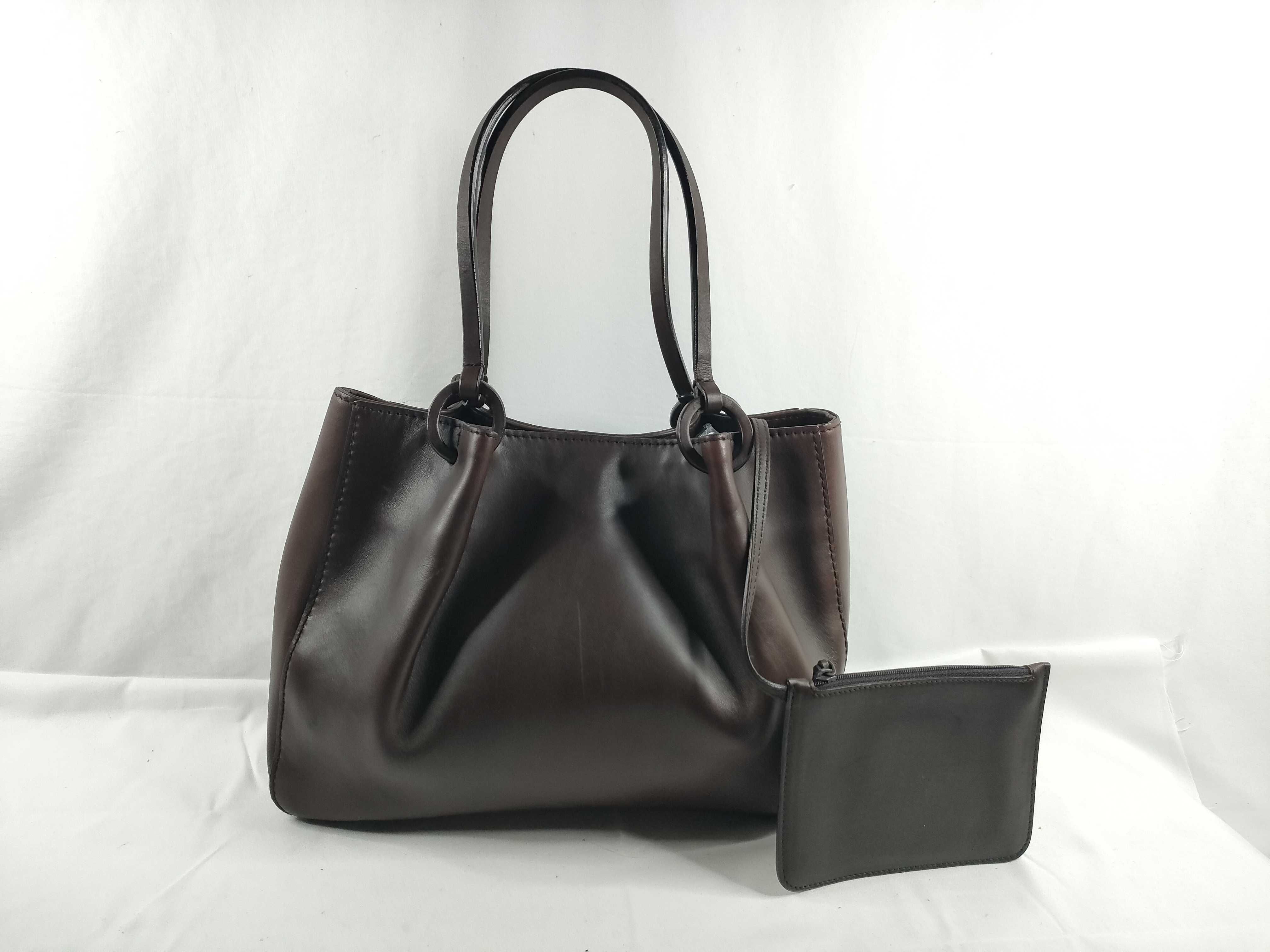 handbag tote bag, Tom Ford era, all leather, with pouch, brown tote bag