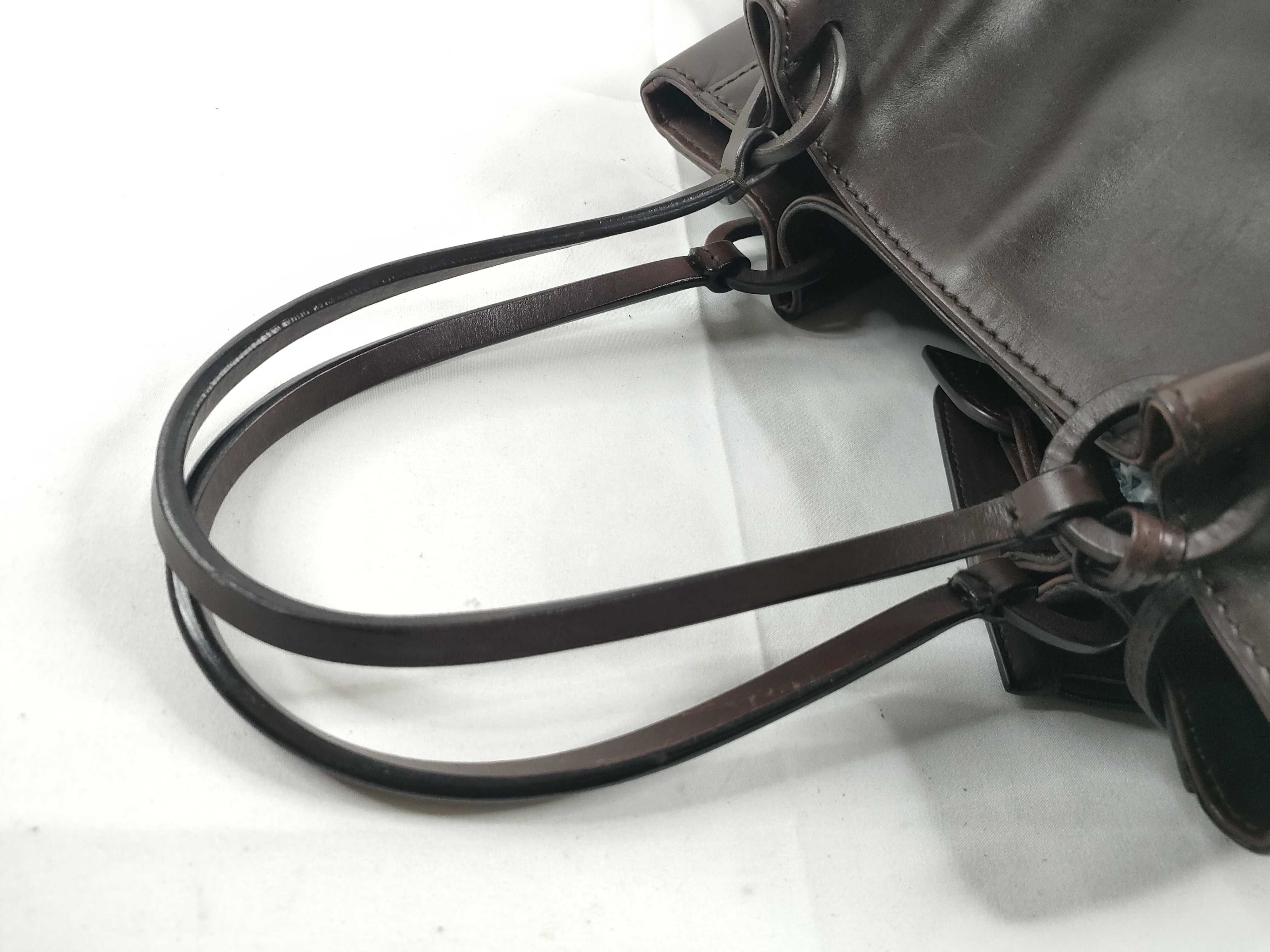 handbag tote bag, Tom Ford era, all leather, with pouch, brown tote bag — view 6