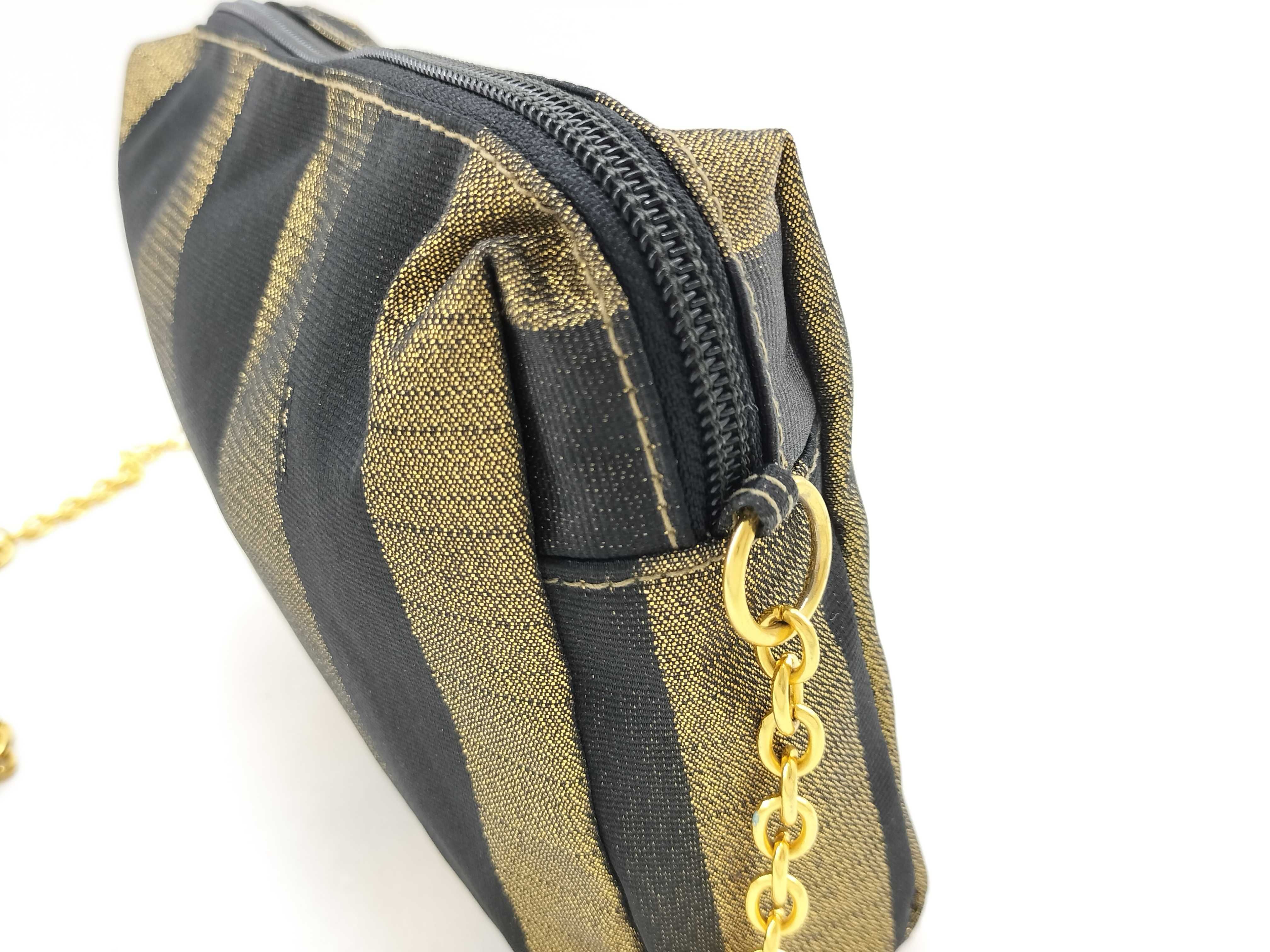 Pecan Pattern Fendi Shoulder Bag Canvas Black Gold Shoulder Bag — view 3