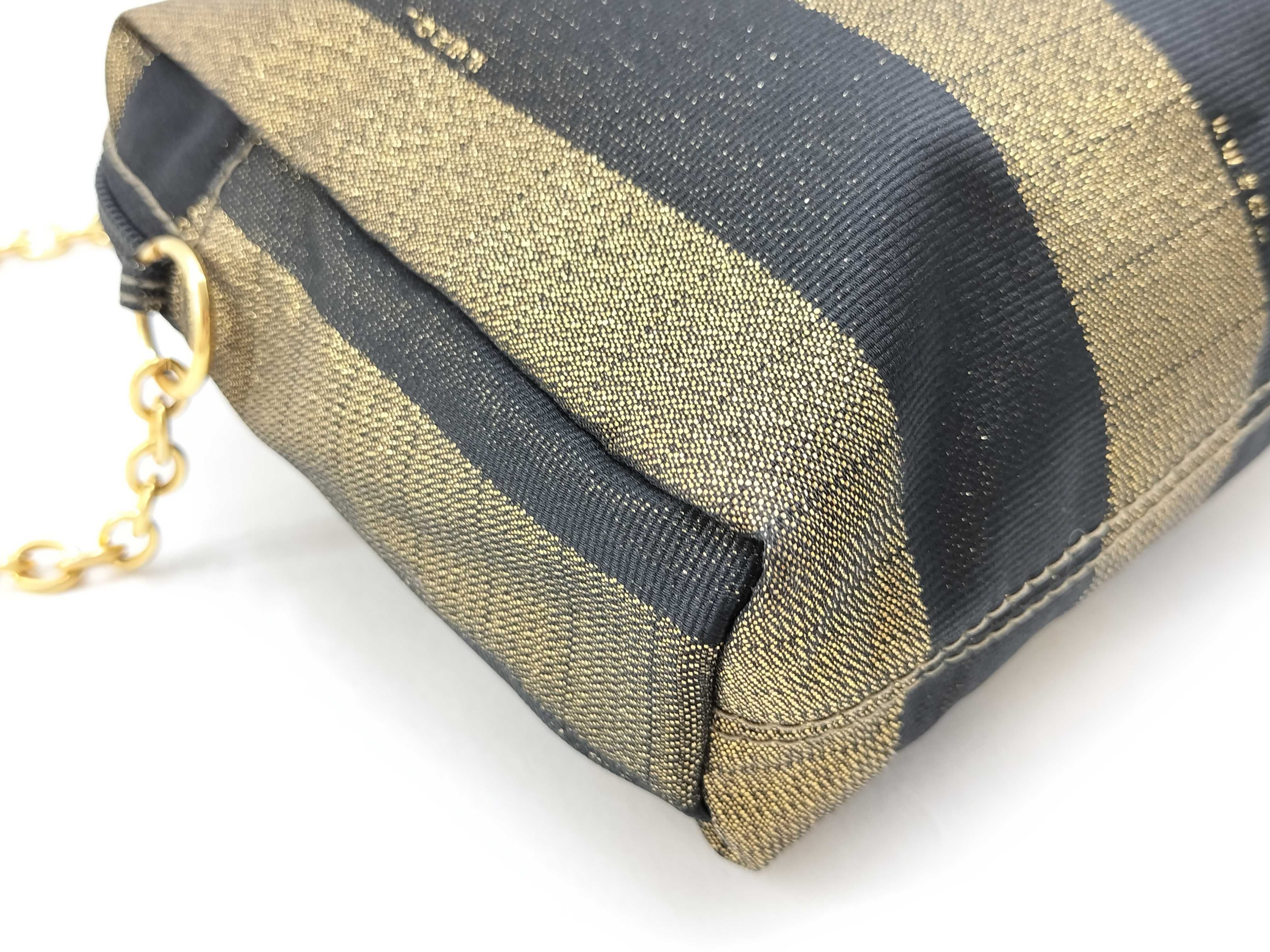 Pecan Pattern Fendi Shoulder Bag Canvas Black Gold Shoulder Bag — view 5