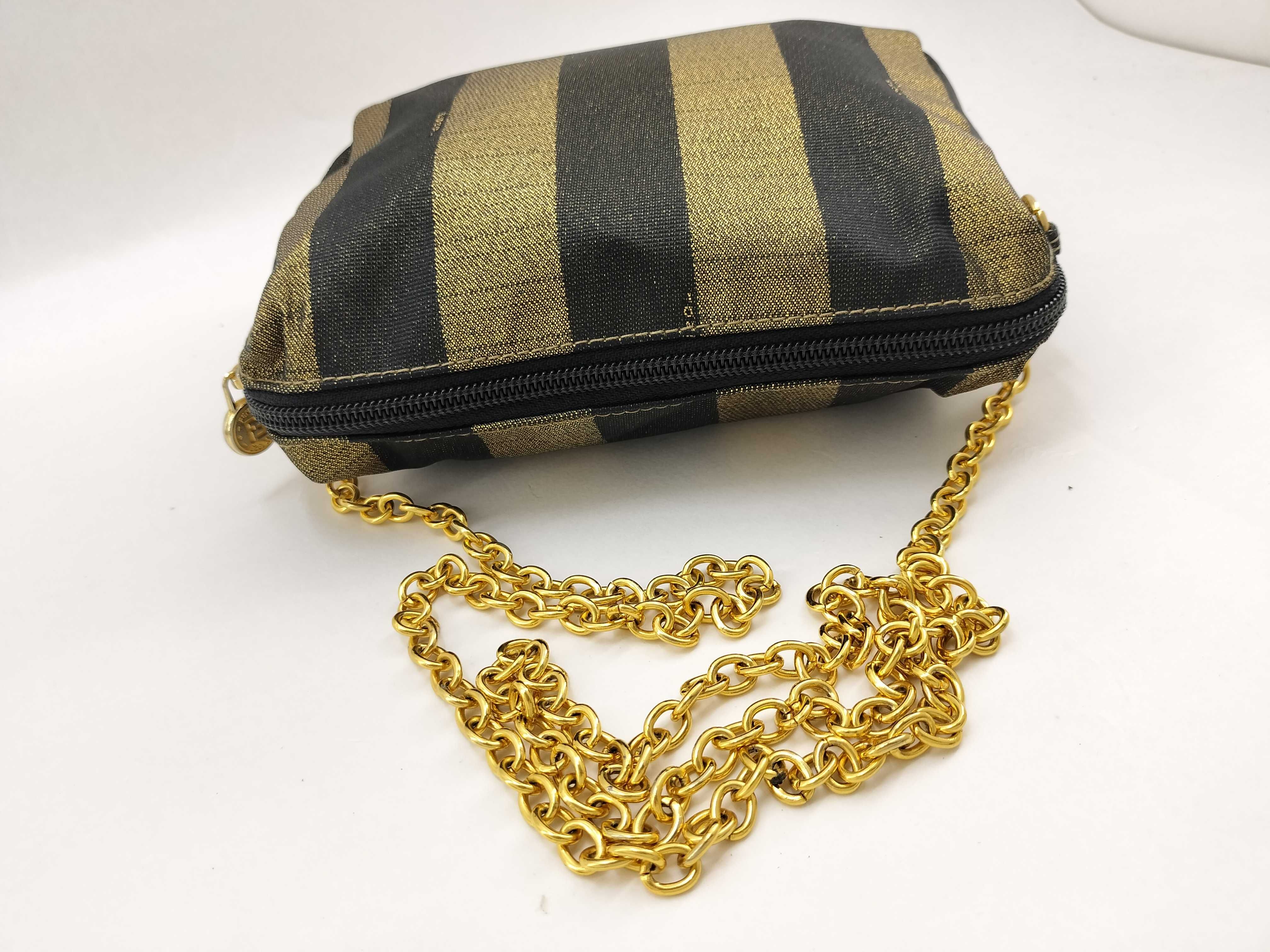 Pecan Pattern Fendi Shoulder Bag Canvas Black Gold Shoulder Bag — view 7