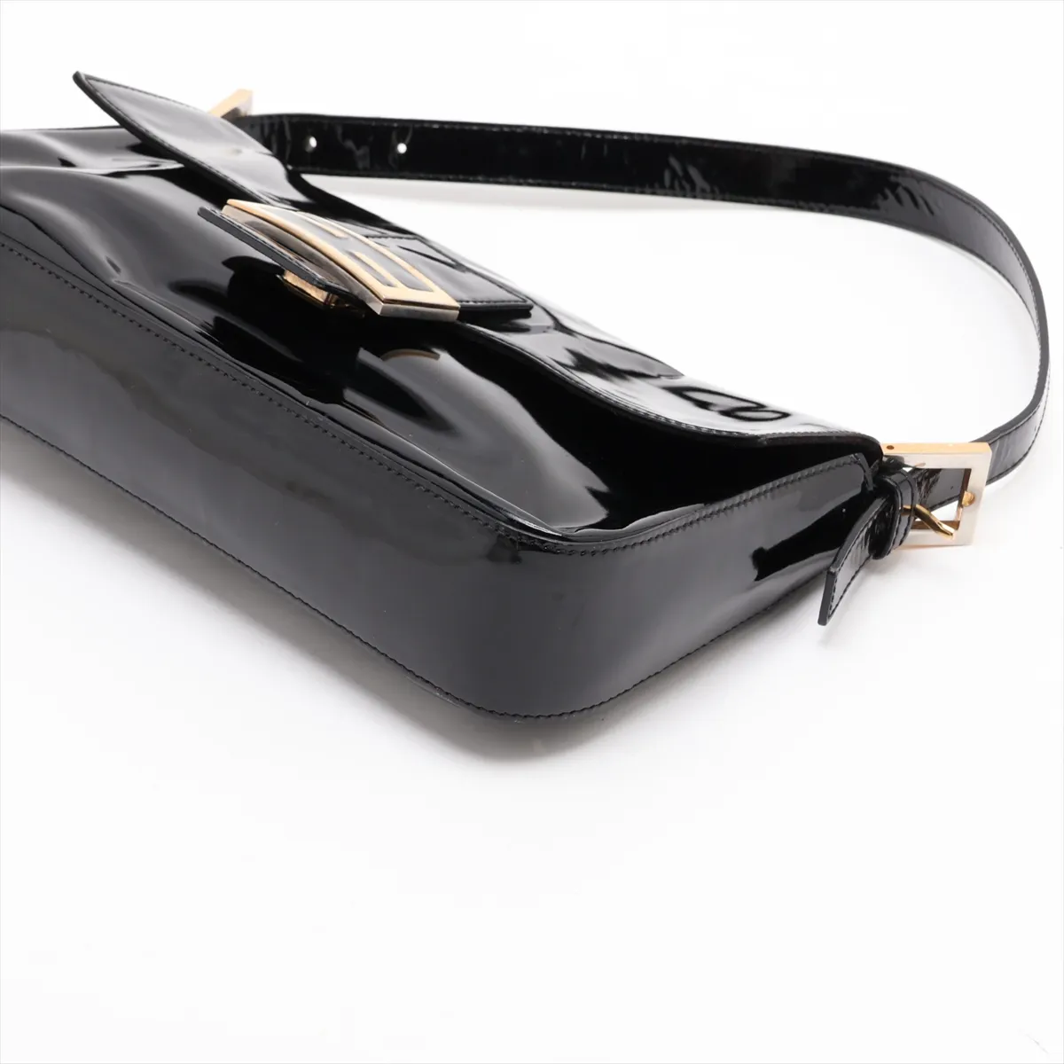 Mamma Bucket Patent Leather Shoulder Bag, Black — view 3