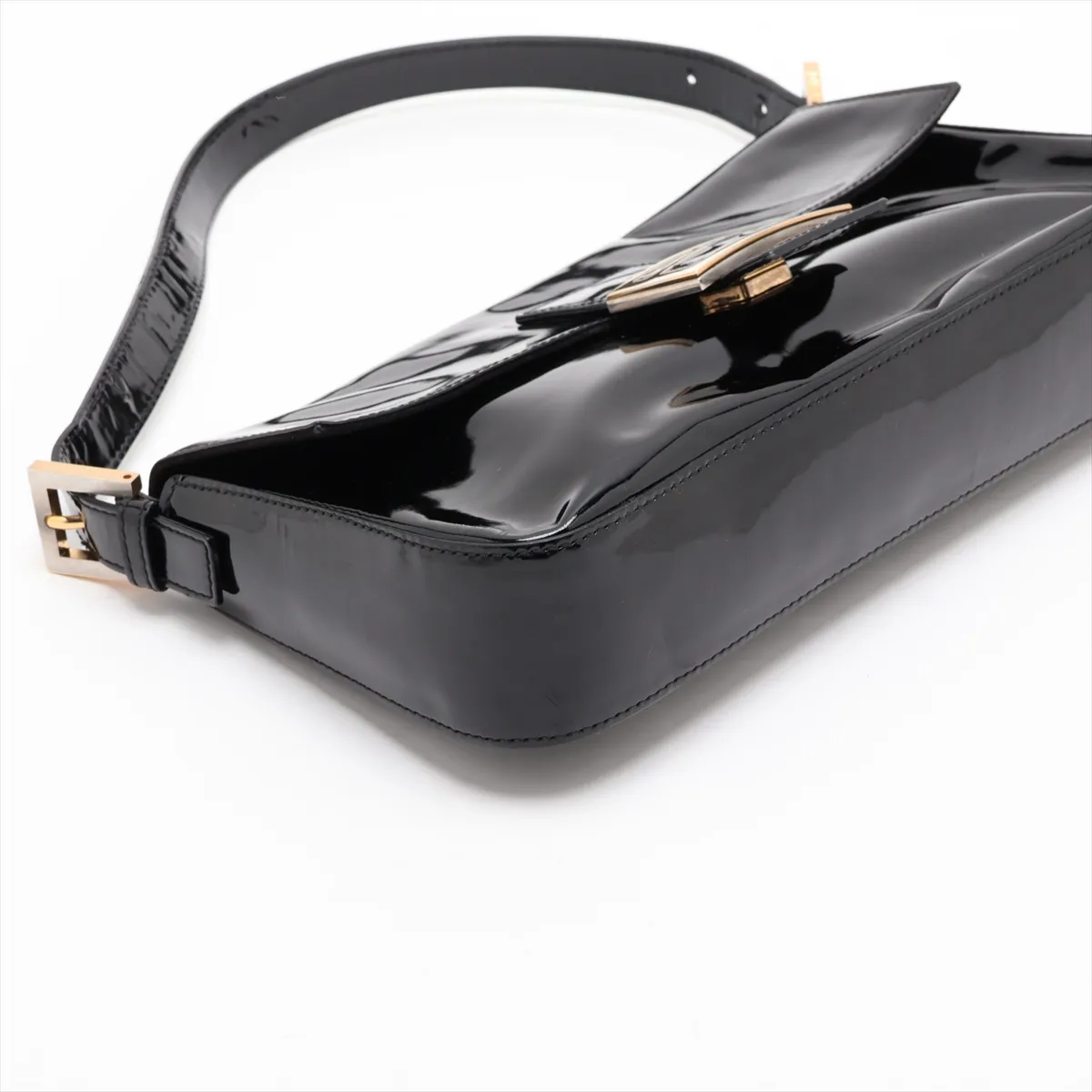 Mamma Bucket Patent Leather Shoulder Bag, Black — view 4