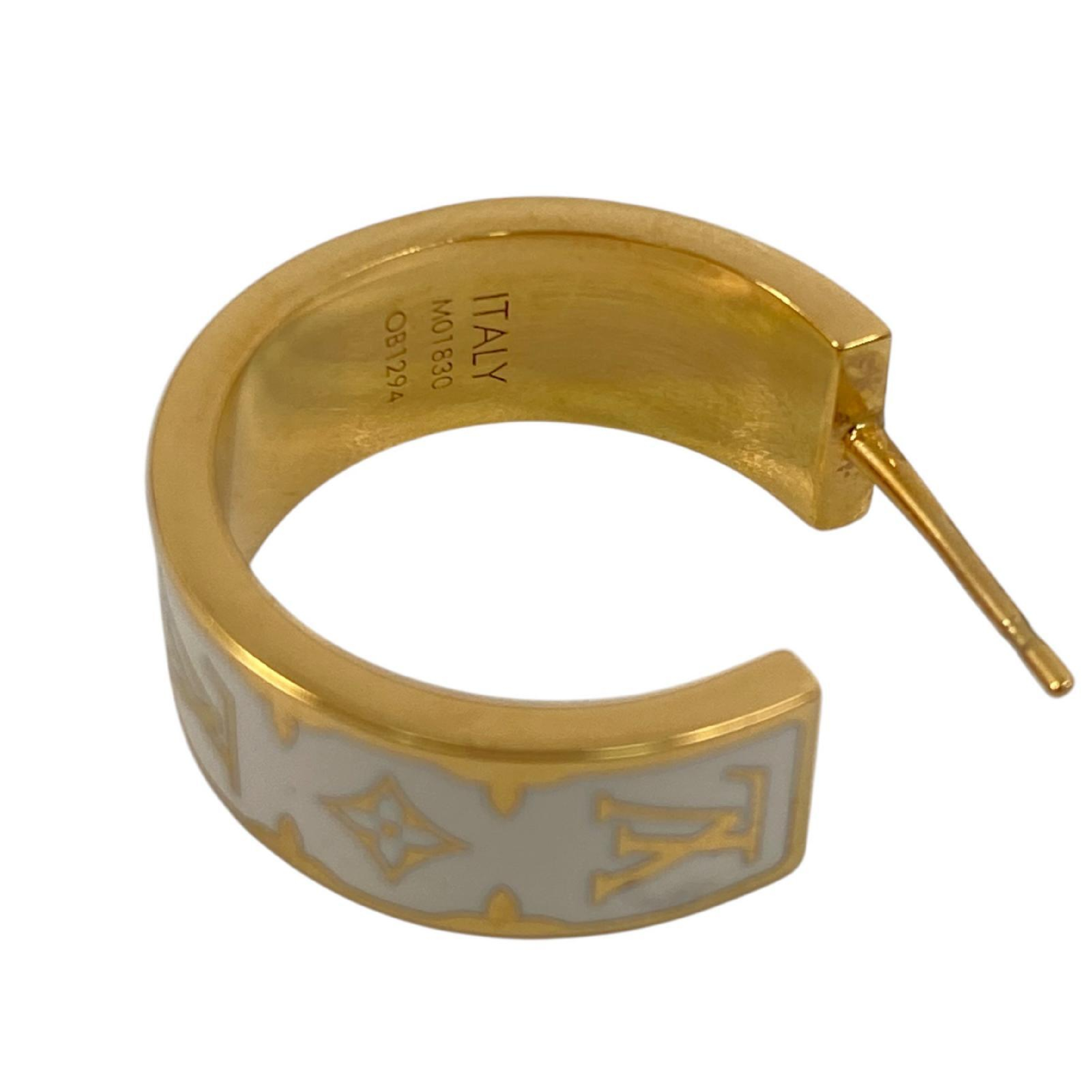 【*Shipped from: Hong Kong*】LOUIS VUITTON Gold & White Metal Nanogram Earrings M01830 Earrings — view 10