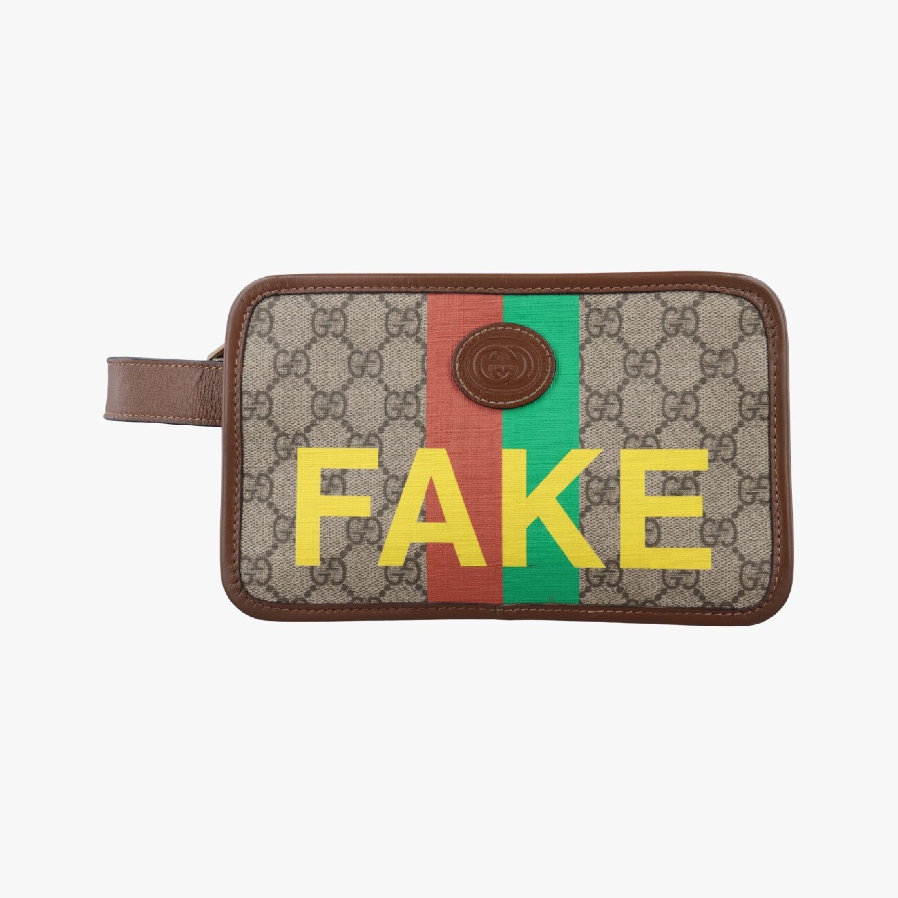 Faux Knot GG Supreme Beige x Multi PVC Coated Canvas Clutch Bag 636243