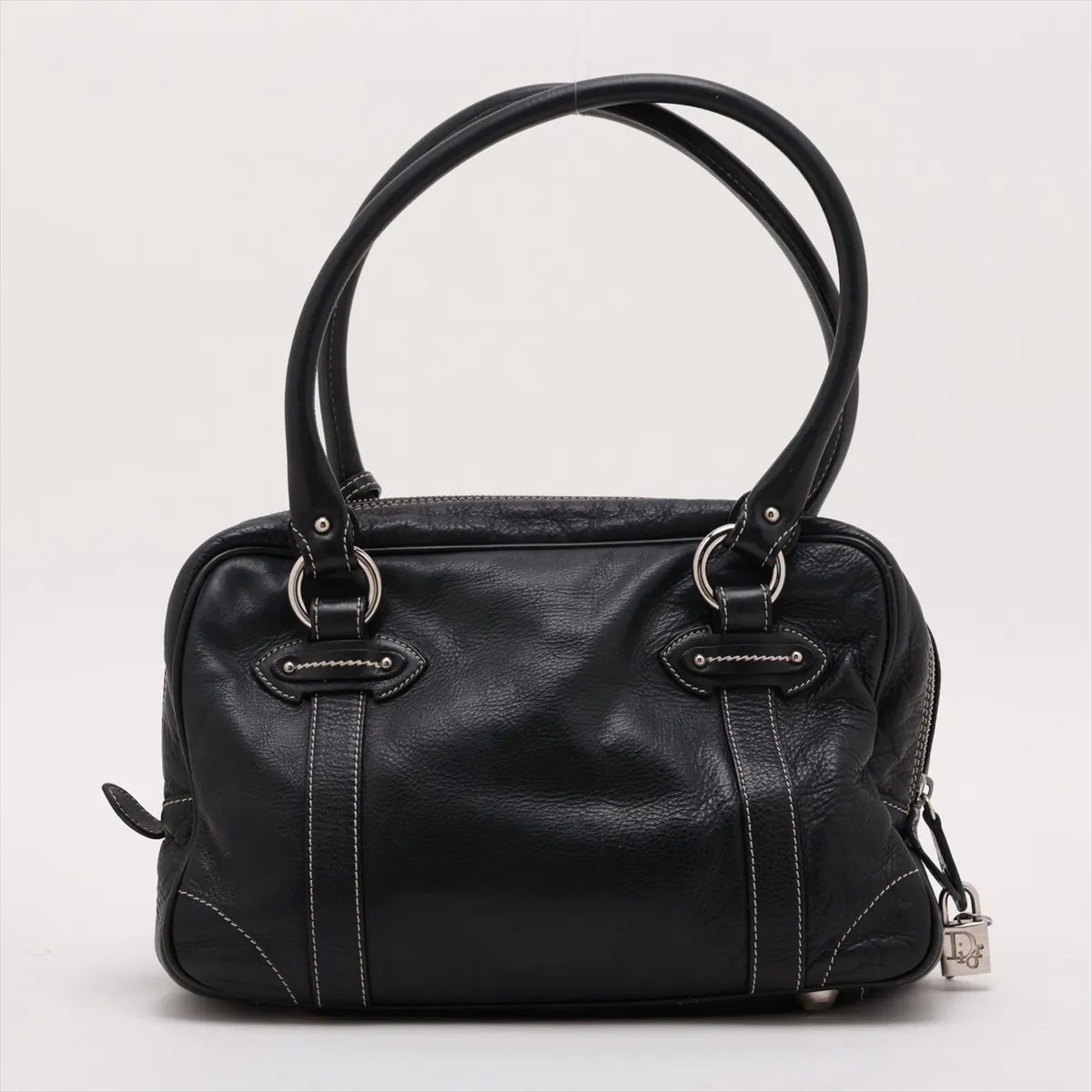 Leather Handbag, Black — view 2