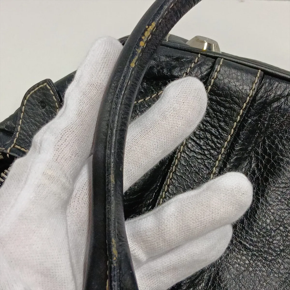 Leather Handbag, Black — view 11