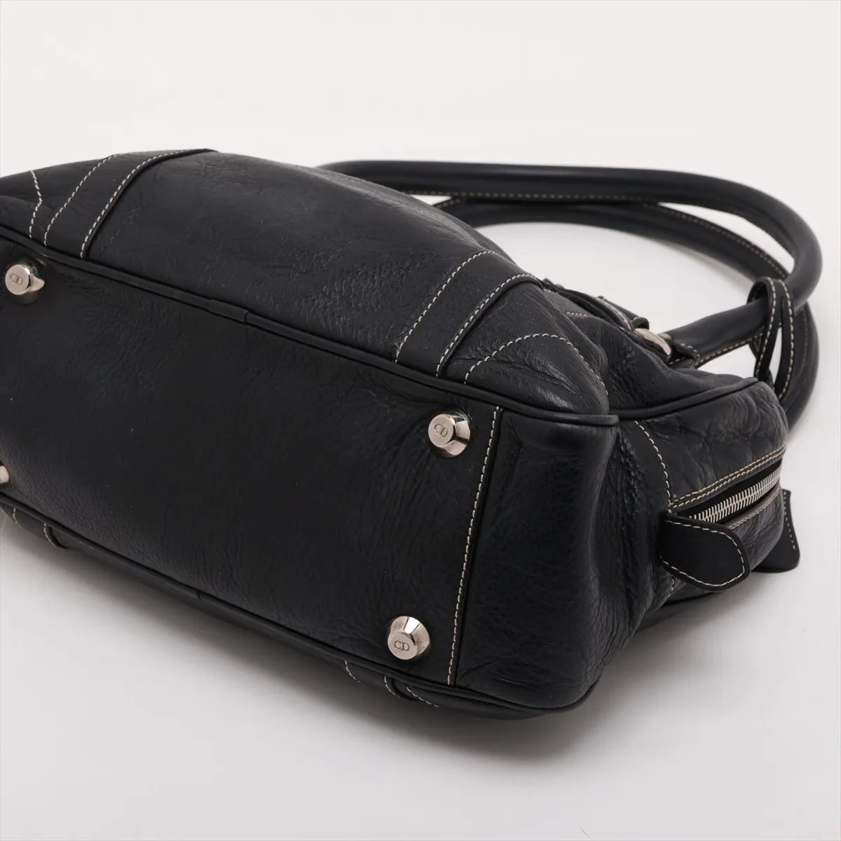 Leather Handbag, Black — view 3