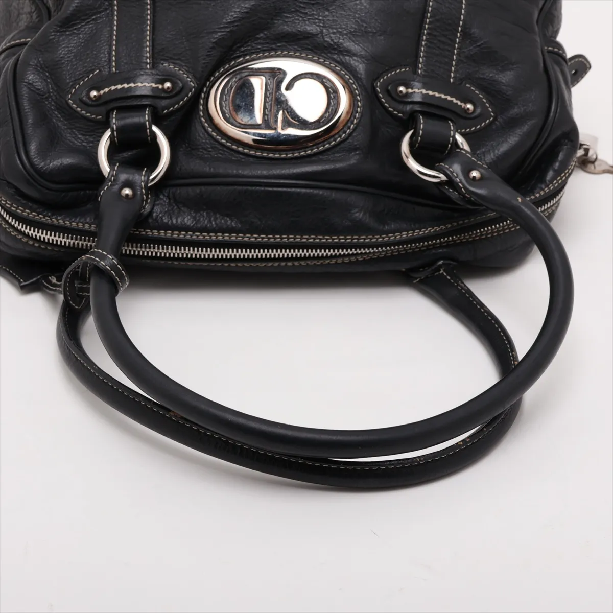 Leather Handbag, Black — view 5