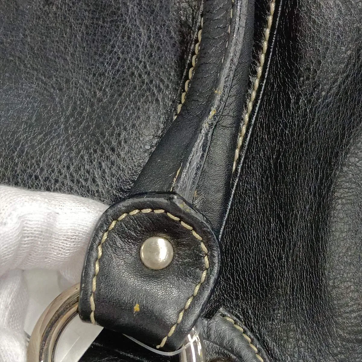 Leather Handbag, Black — view 10