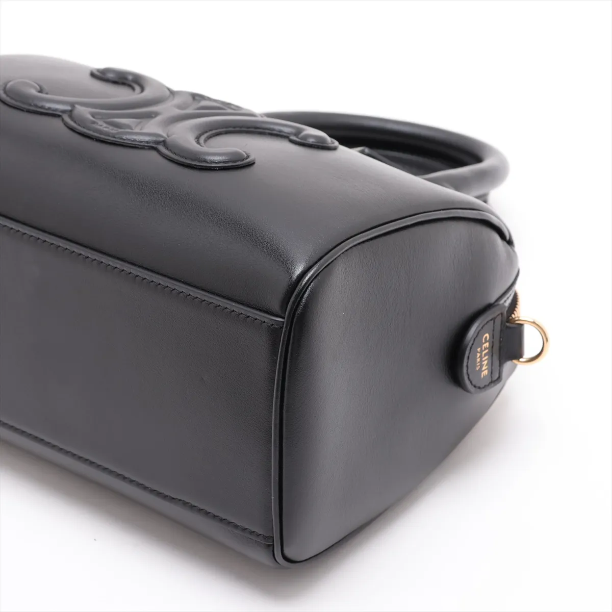 Cuir Triomphe Small Boston Leather 2-Way Handbag, Black — view 3