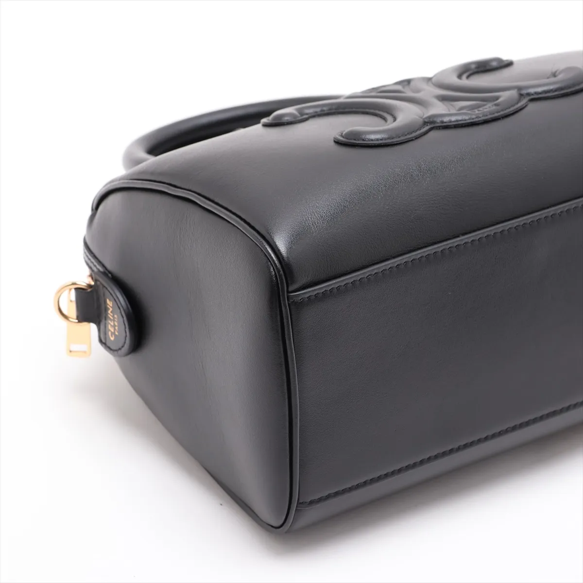 Cuir Triomphe Small Boston Leather 2-Way Handbag, Black — view 4