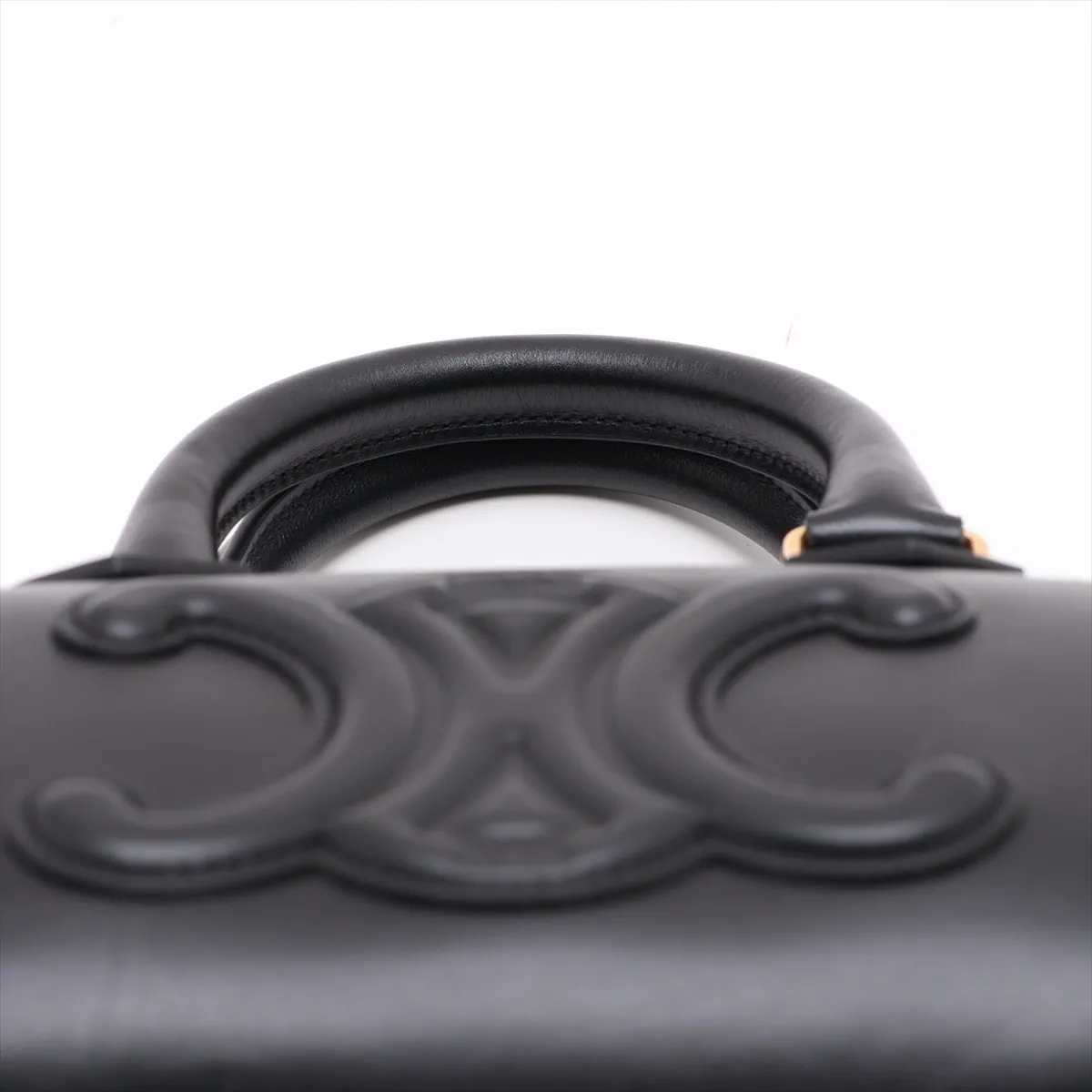 Cuir Triomphe Small Boston Leather 2-Way Handbag, Black — view 6