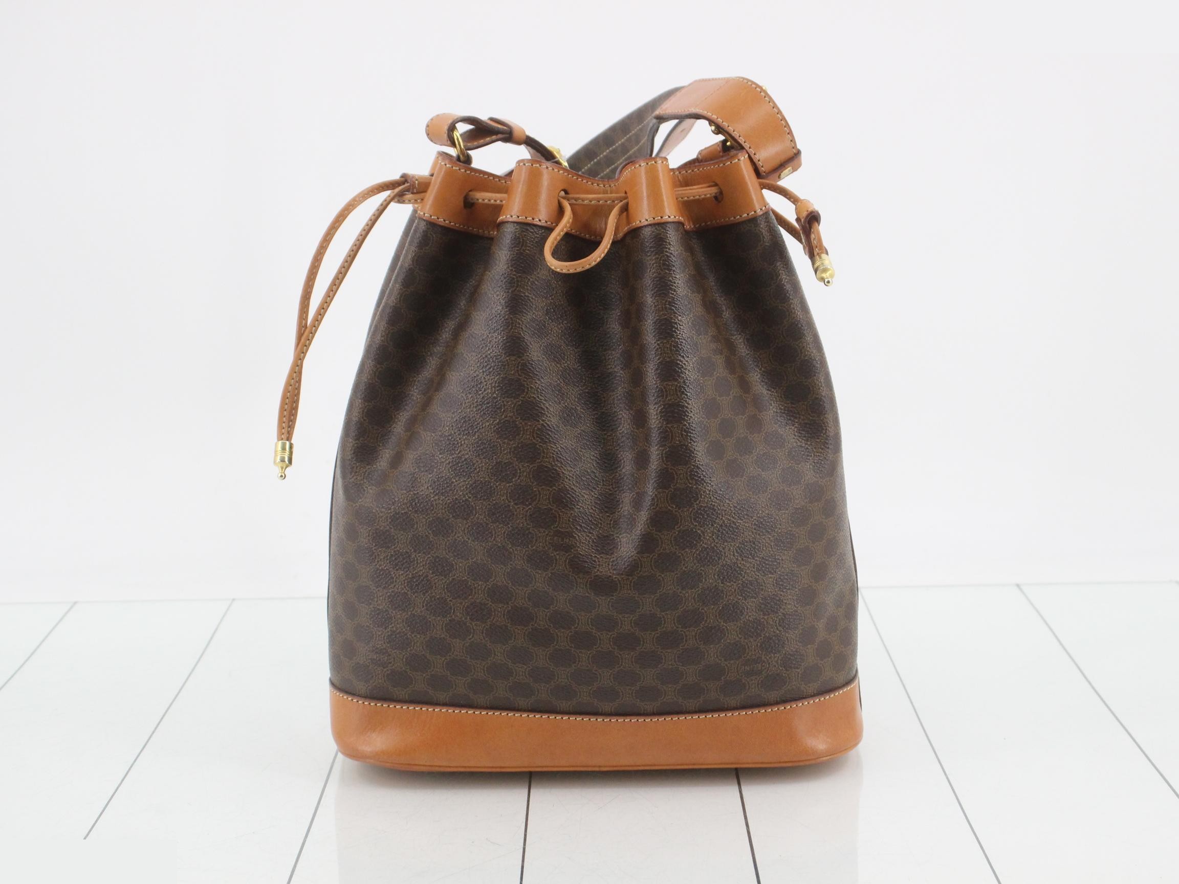 Macadam Logo Drawstring Bucket Bag, Brown, 26 x 30 x 12 cm — view 2