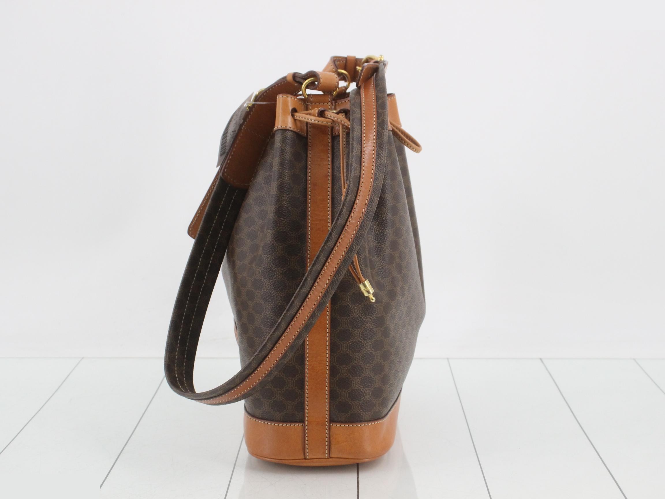 Macadam Logo Drawstring Bucket Bag, Brown, 26 x 30 x 12 cm — view 3
