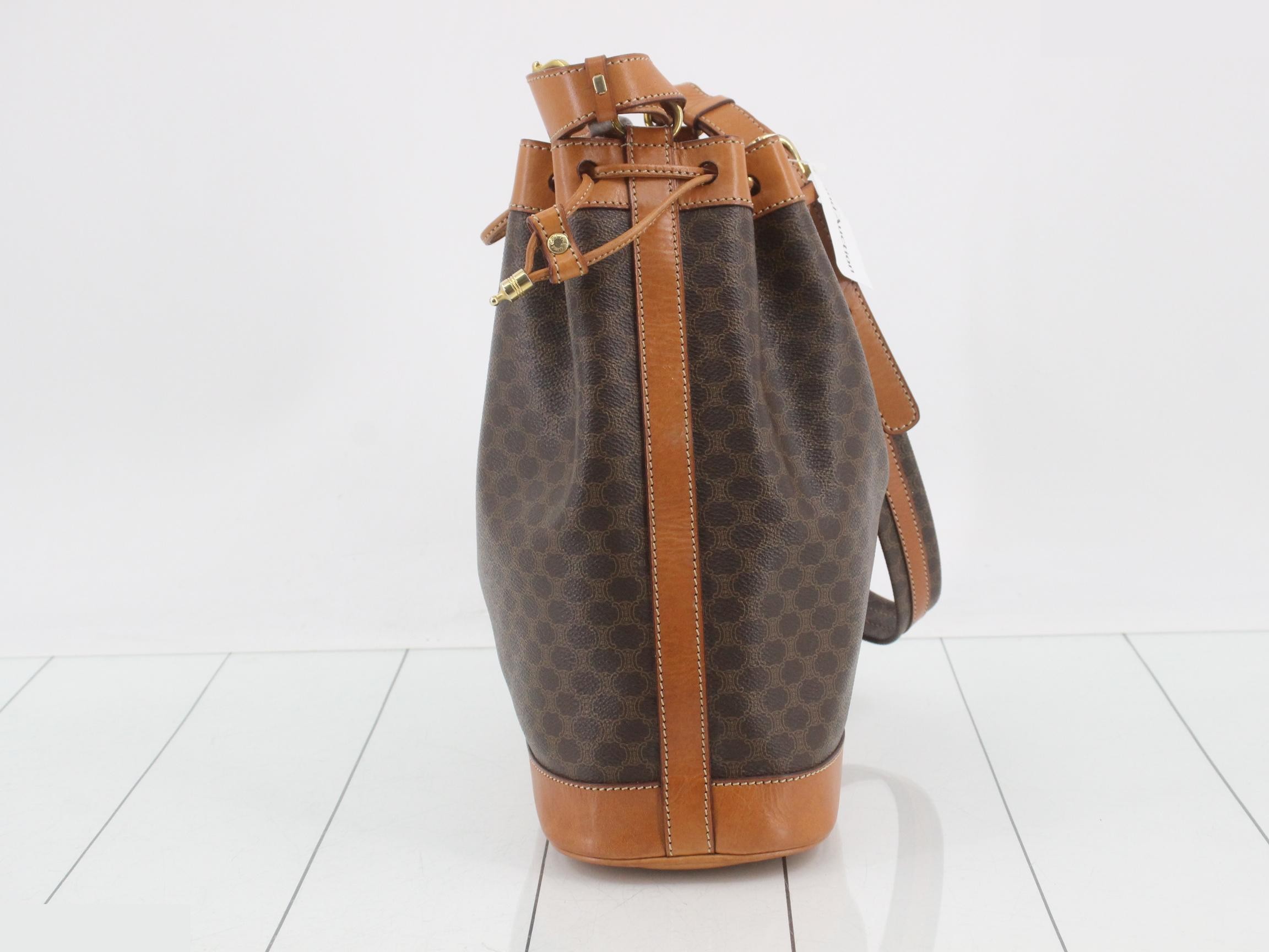 Macadam Logo Drawstring Bucket Bag, Brown, 26 x 30 x 12 cm — view 4