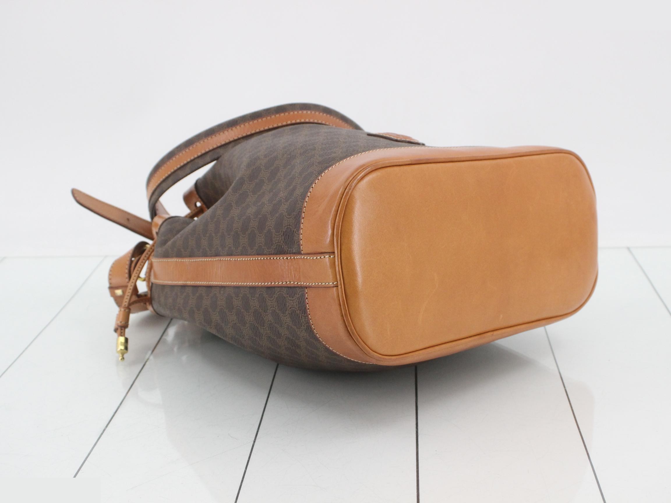 Macadam Logo Drawstring Bucket Bag, Brown, 26 x 30 x 12 cm — view 5
