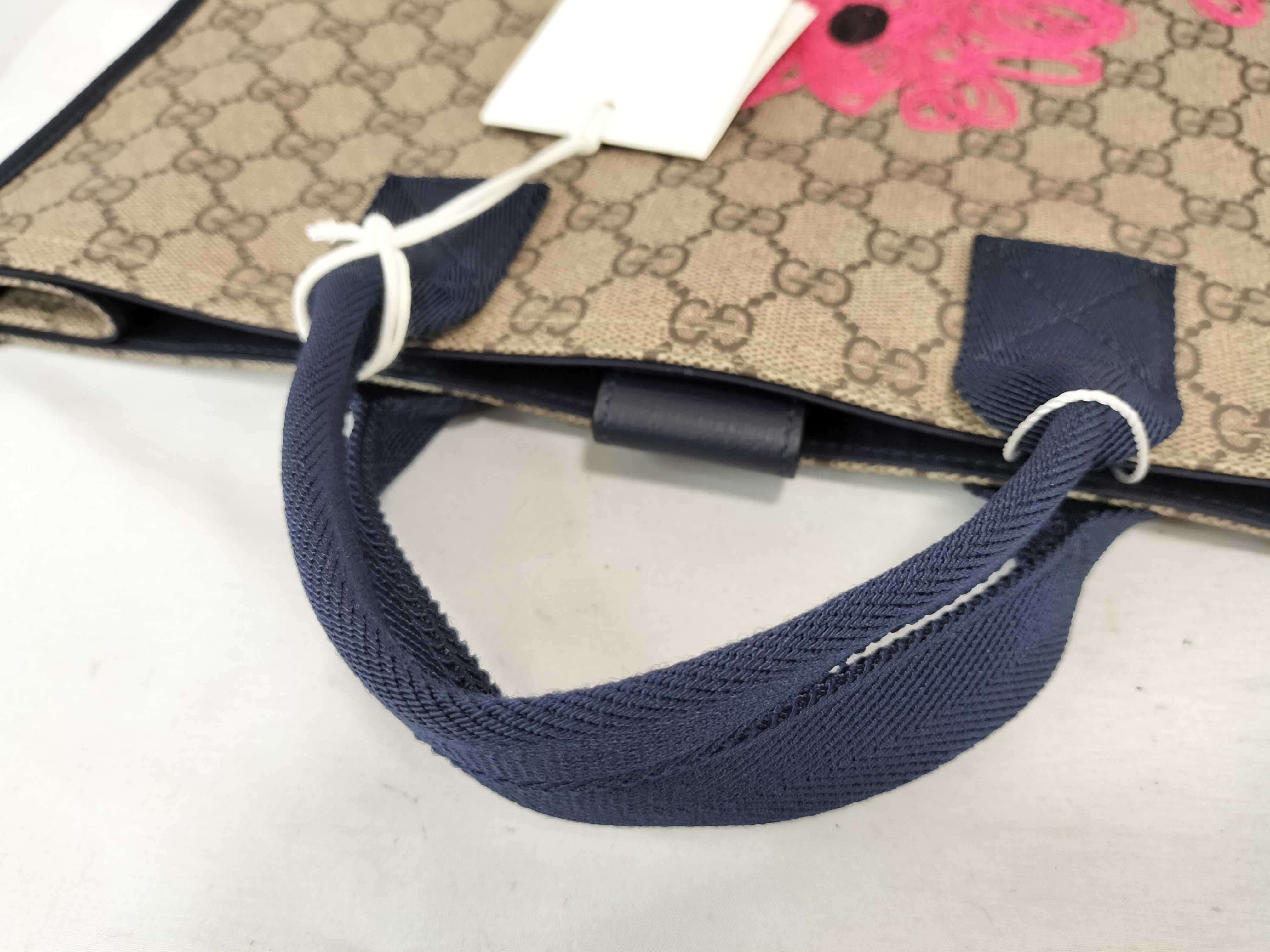 GG Supreme Children's PVC x Leather Handbag, Beige x Navy, 859795 — view 3
