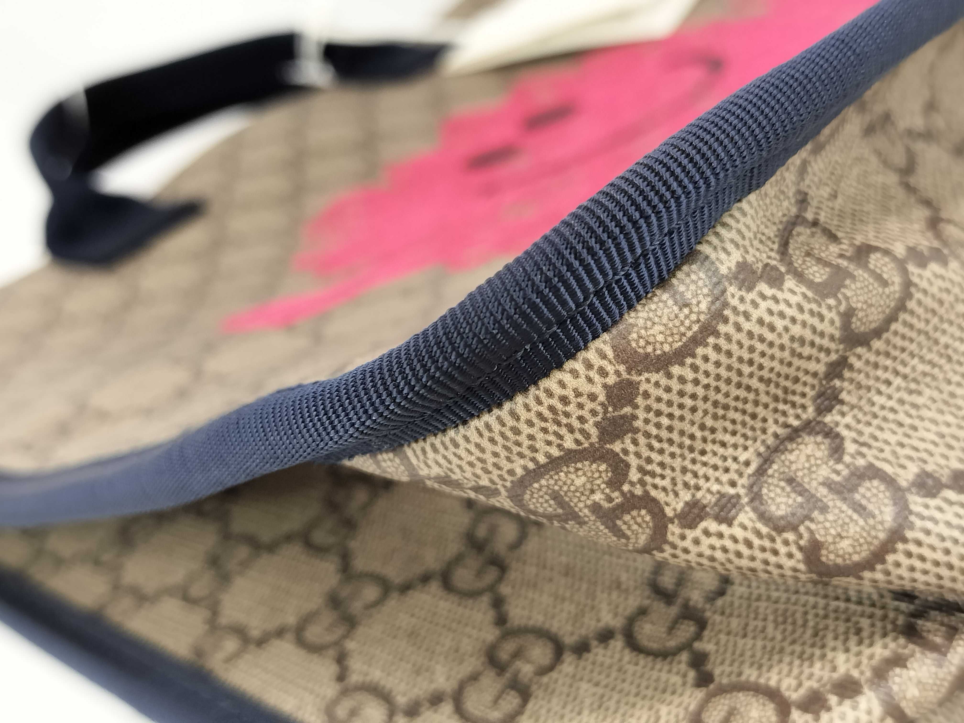 GG Supreme Children's PVC x Leather Handbag, Beige x Navy, 859795 — view 6