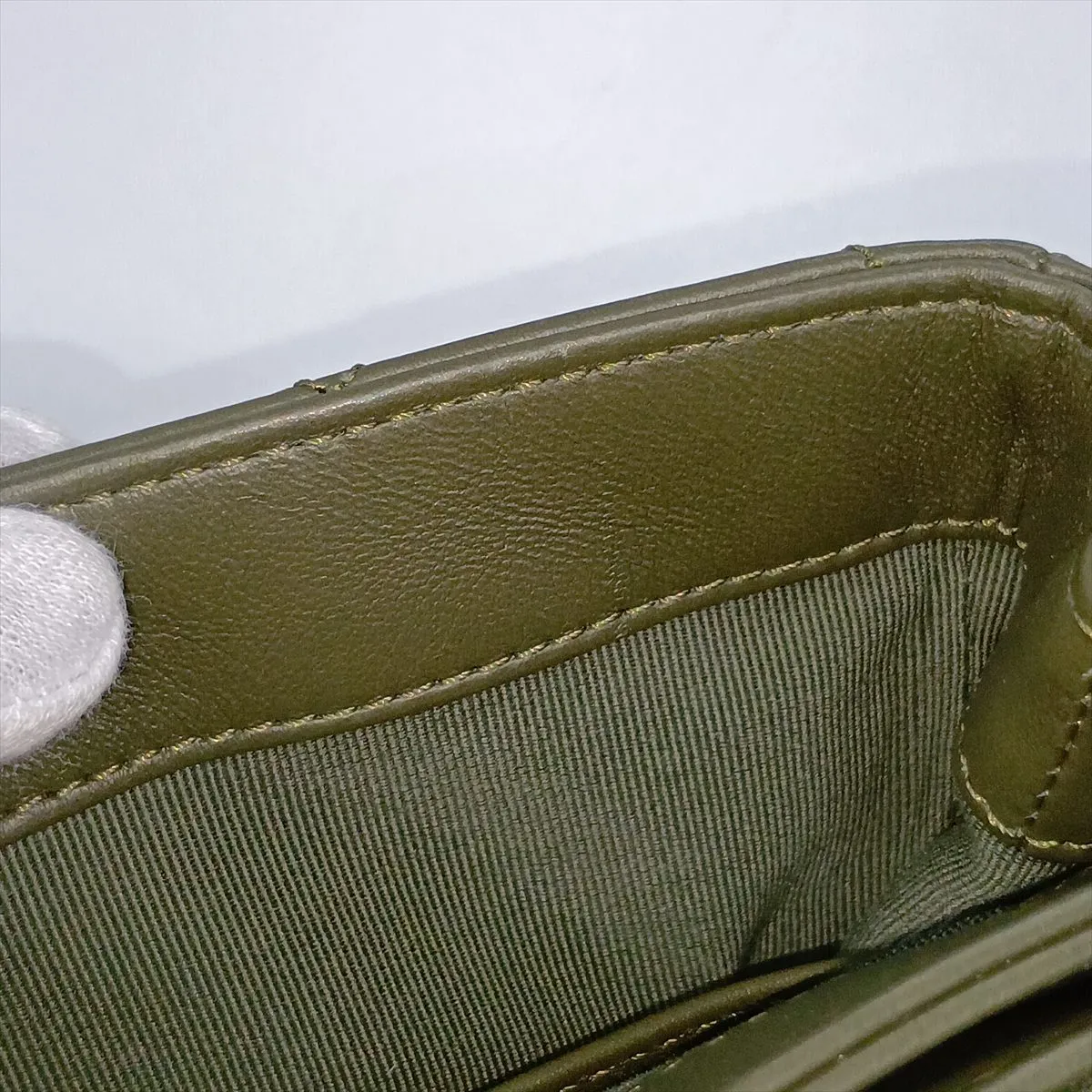 Matelassé Lambskin Chain Shoulder Bag, Khaki, Gold Hardware, PA26HJGJ, Random Plate — view 14