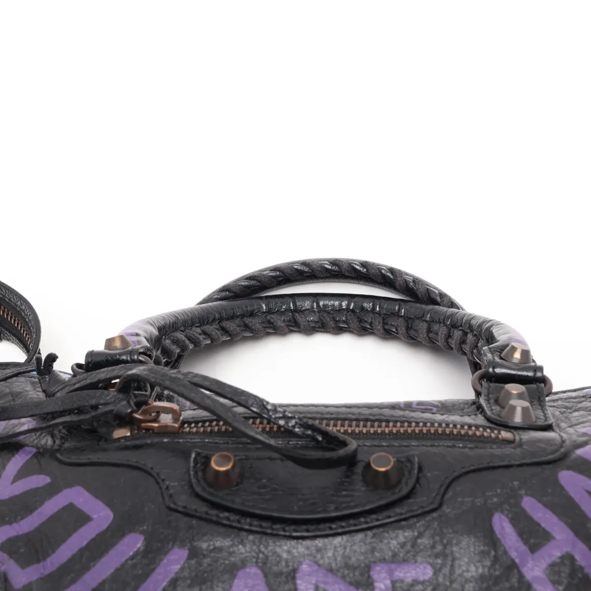 Graffiti Classic City 431621 Leather 2-Way Handbag, Black — view 6