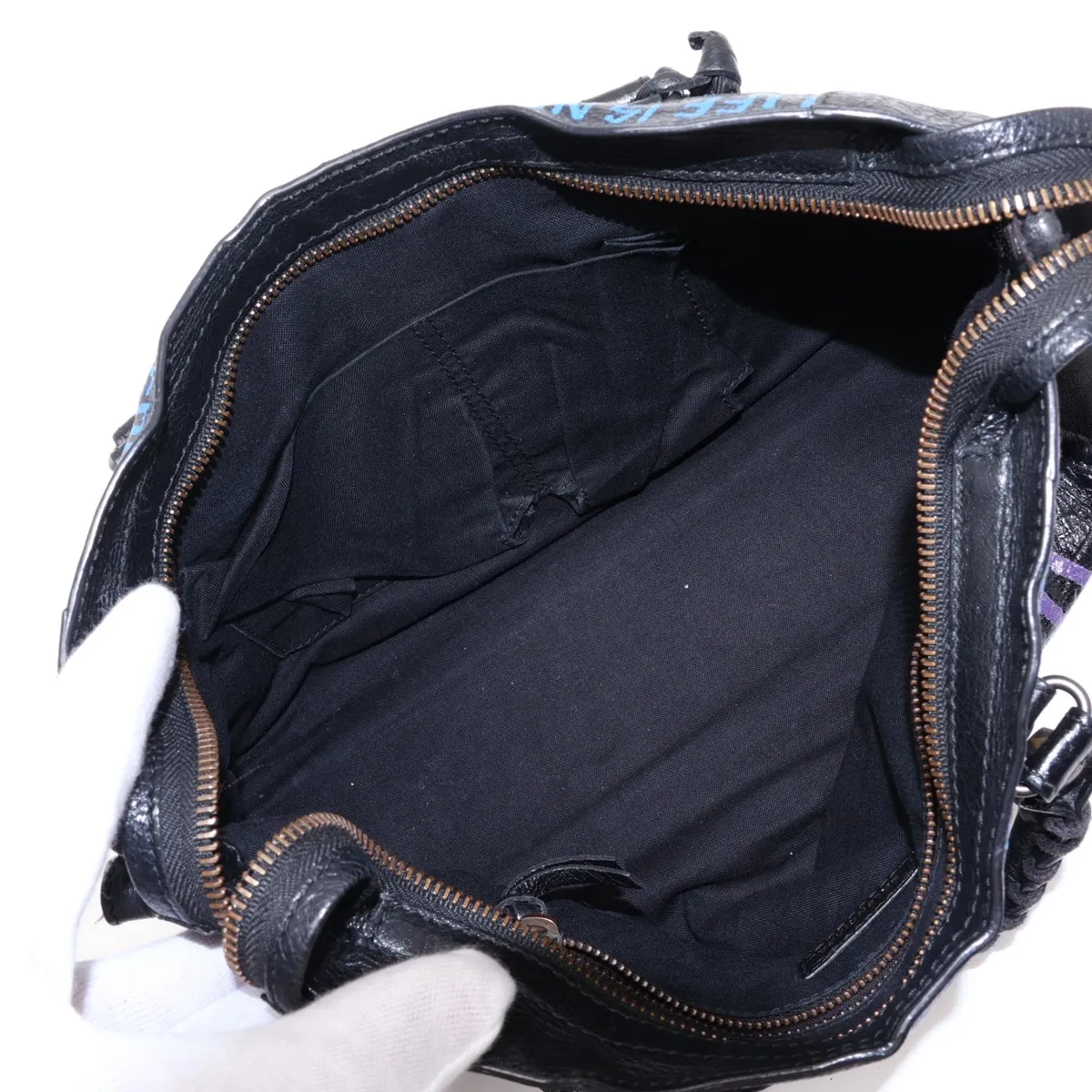Graffiti Classic City 431621 Leather 2-Way Handbag, Black — view 8