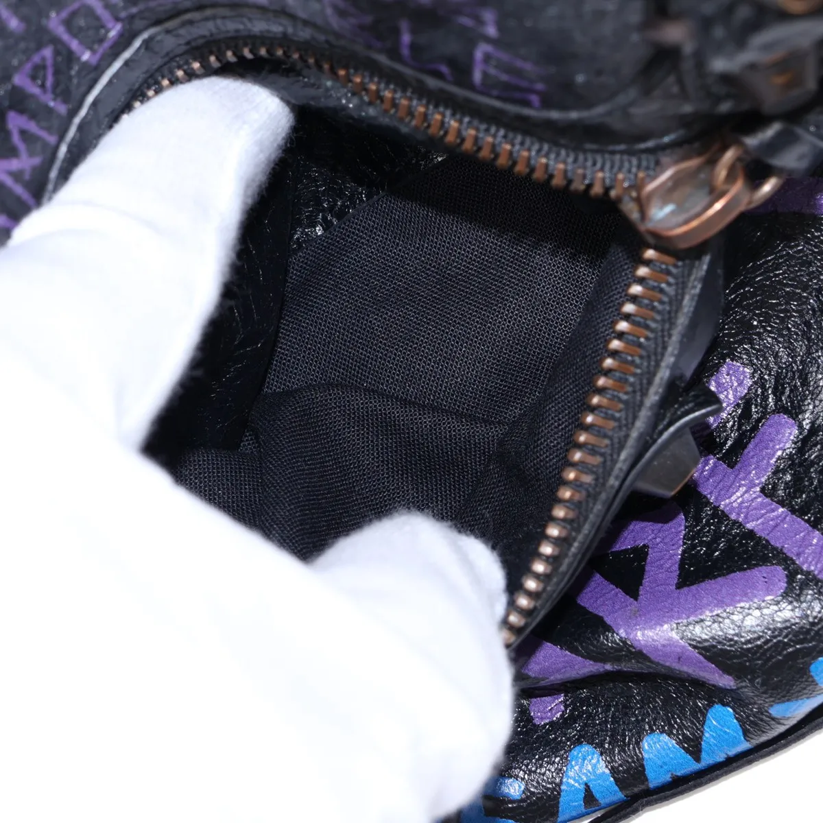 Graffiti Classic City 431621 Leather 2-Way Handbag, Black — view 10