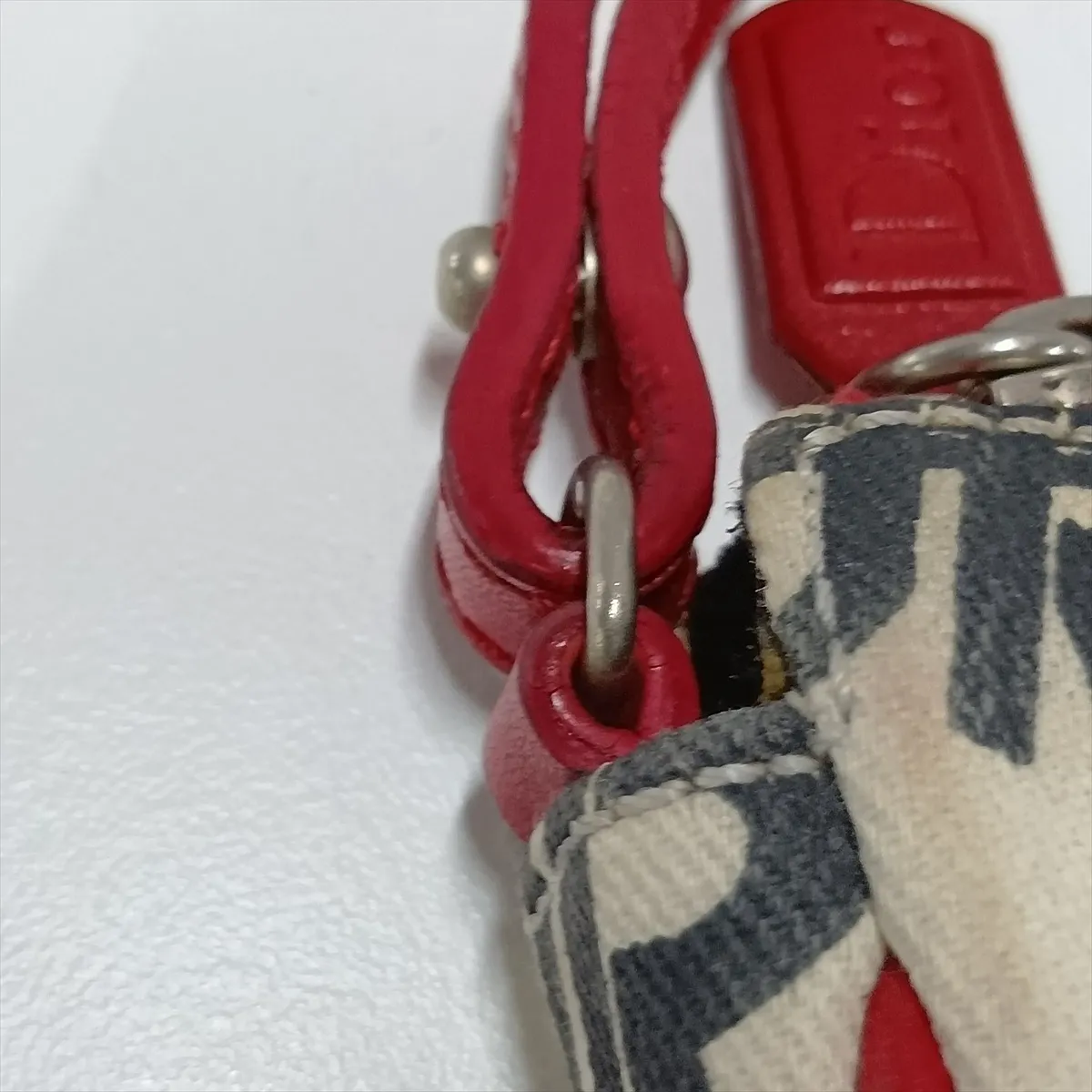 Hardcore Saddle Canvas x Leather Shoulder Bag, Beige x Red — view 11