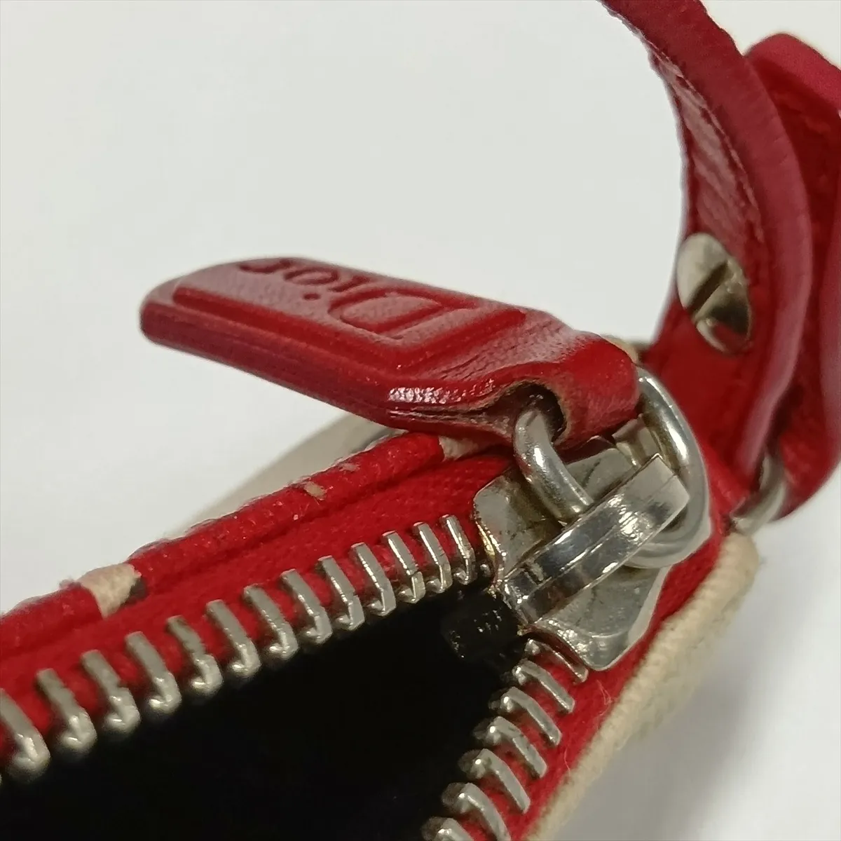 Hardcore Saddle Canvas x Leather Shoulder Bag, Beige x Red — view 12