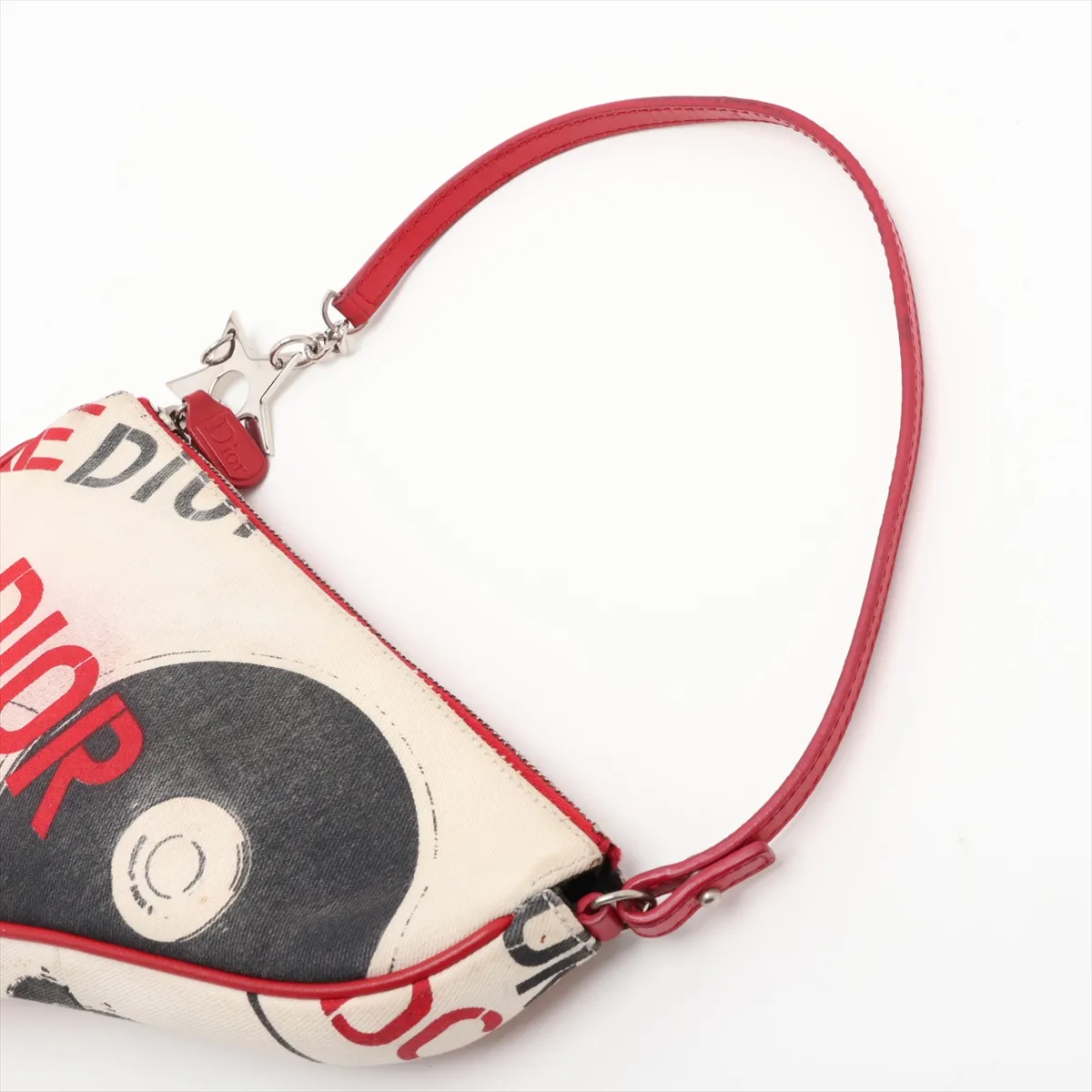 Hardcore Saddle Canvas x Leather Shoulder Bag, Beige x Red — view 5