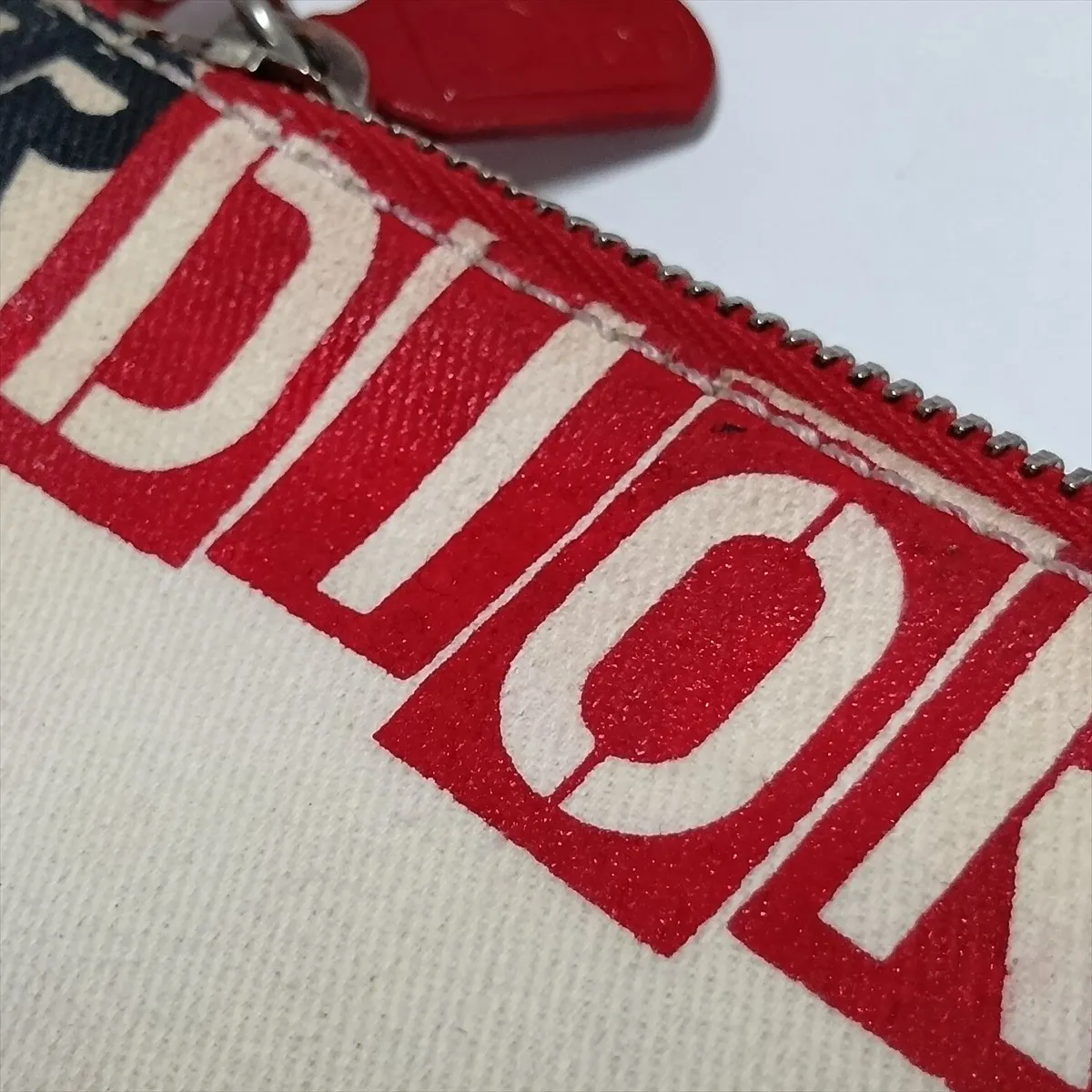 Hardcore Saddle Canvas x Leather Shoulder Bag, Beige x Red — view 9