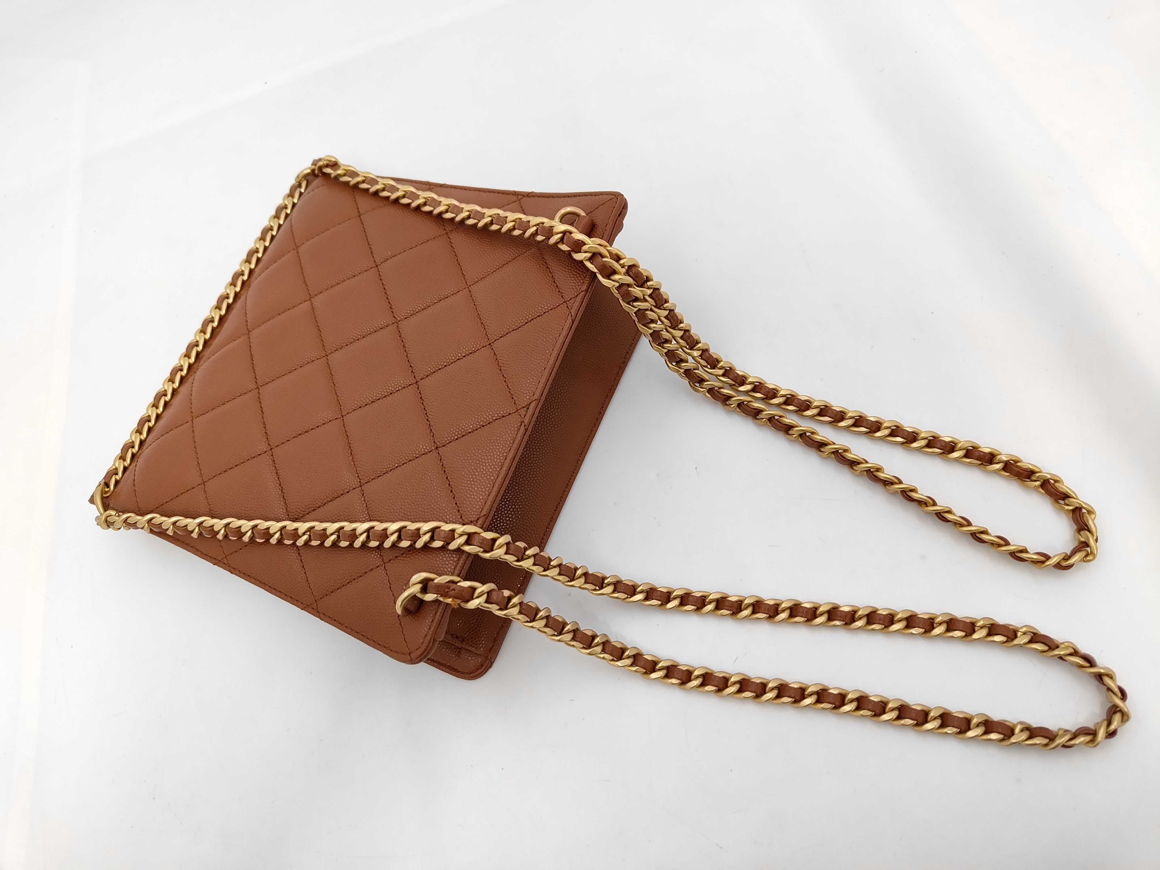 Matelassé Caviar Skin Serial Plate Backpack Brown Backpack Rucksack — view 4