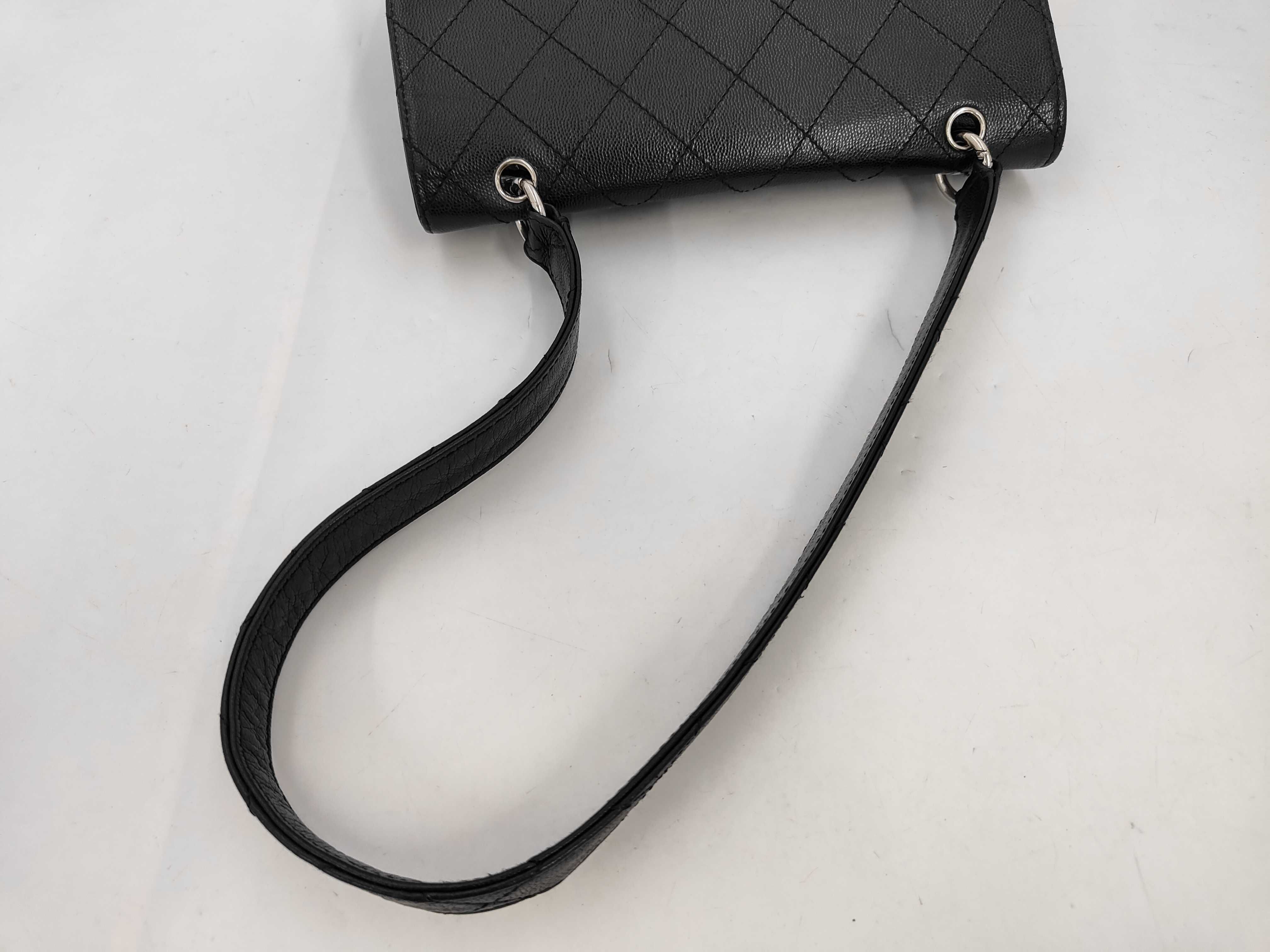 Matelassé Caviar Skin Shoulder Bag with Silver Hardware — view 5