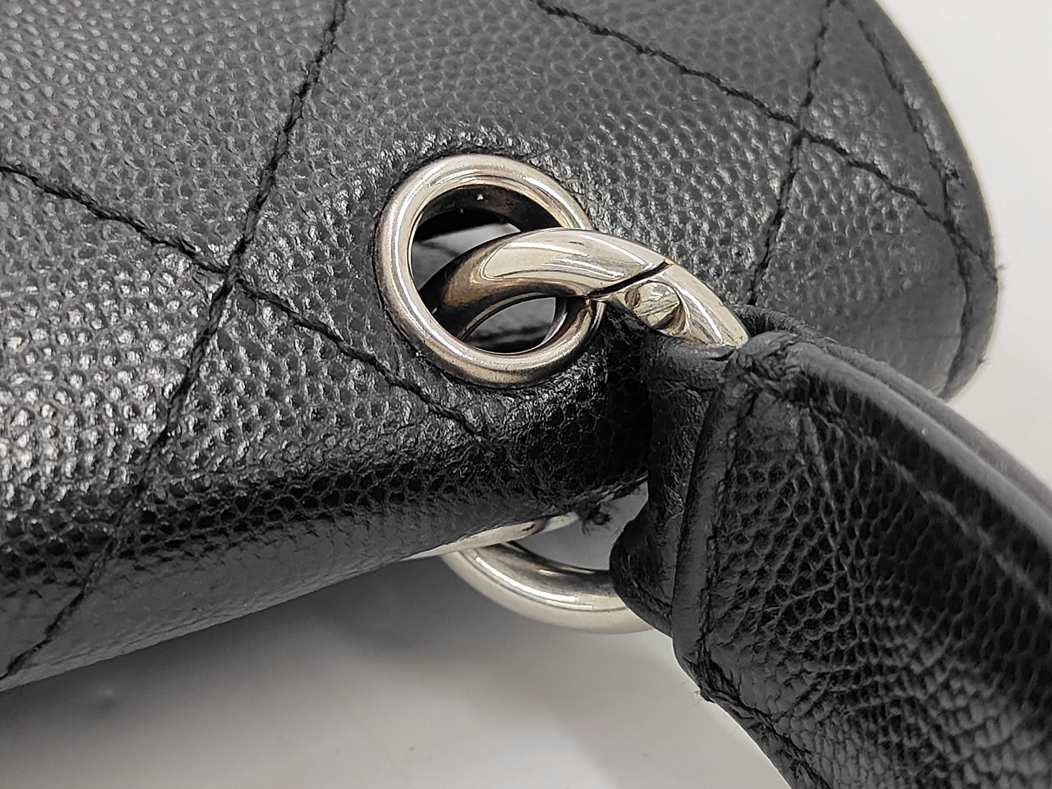 Matelassé Caviar Skin Shoulder Bag with Silver Hardware — view 6