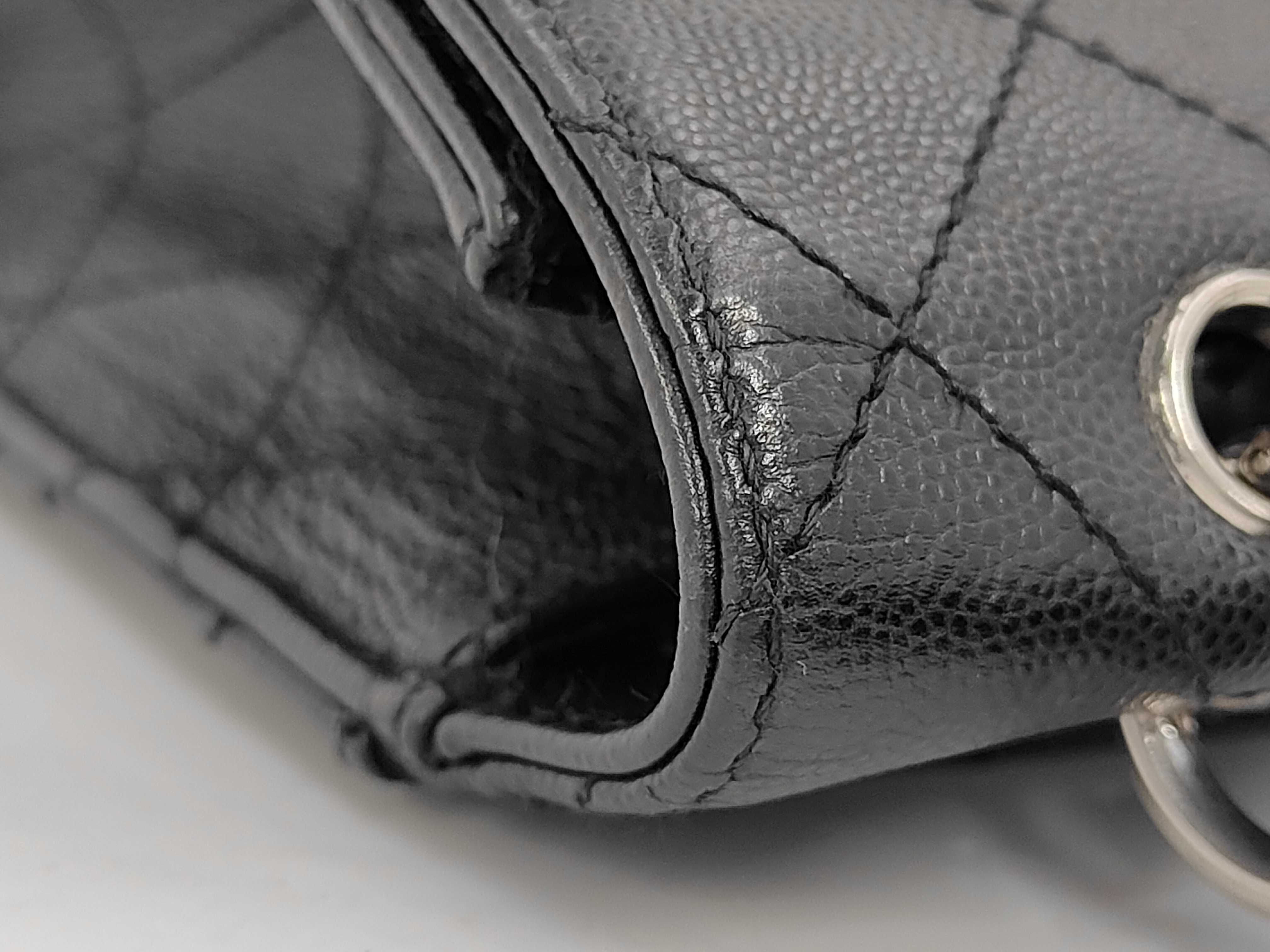 Matelassé Caviar Skin Shoulder Bag with Silver Hardware — view 8