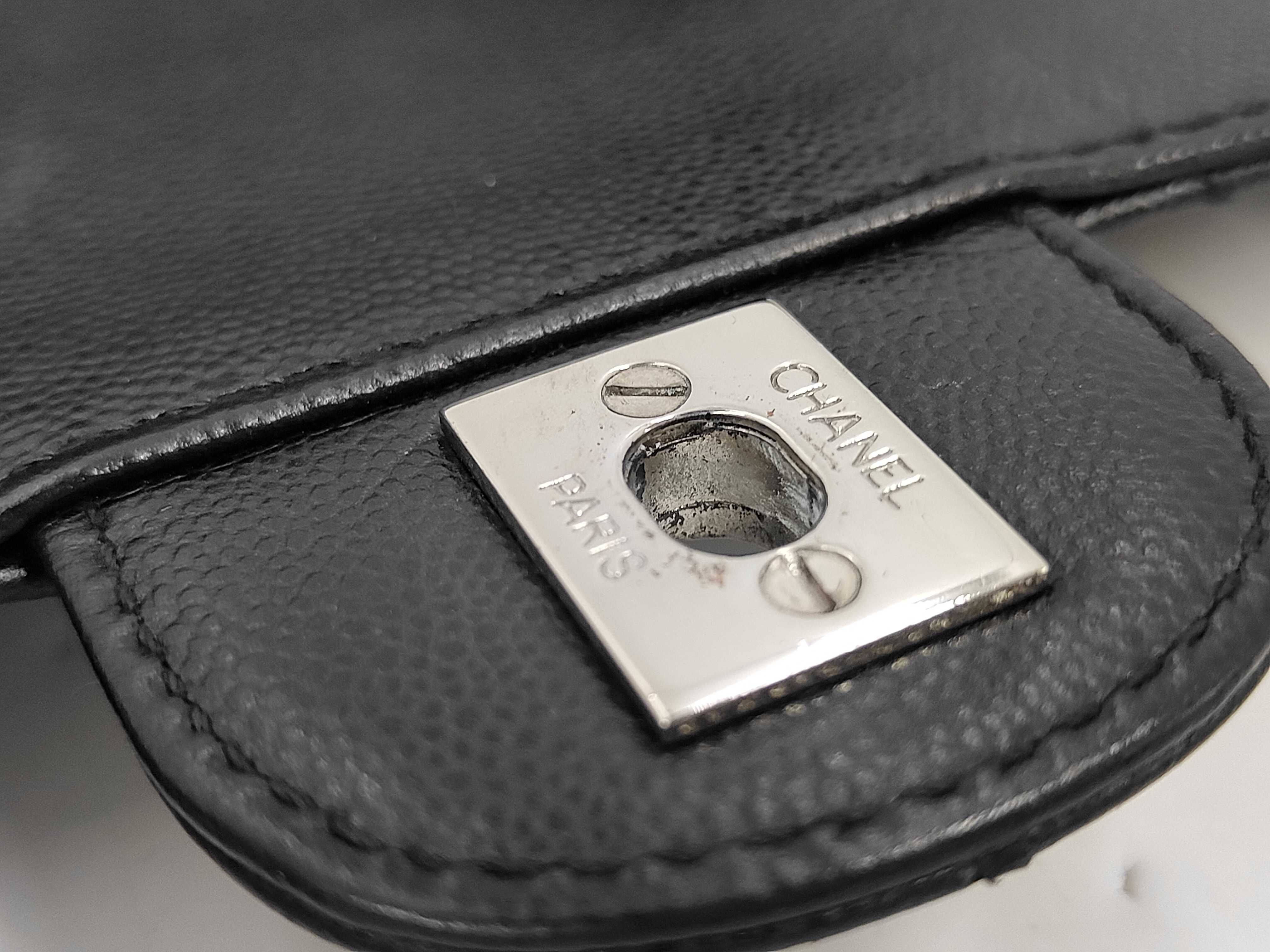 Matelassé Caviar Skin Shoulder Bag with Silver Hardware — view 9