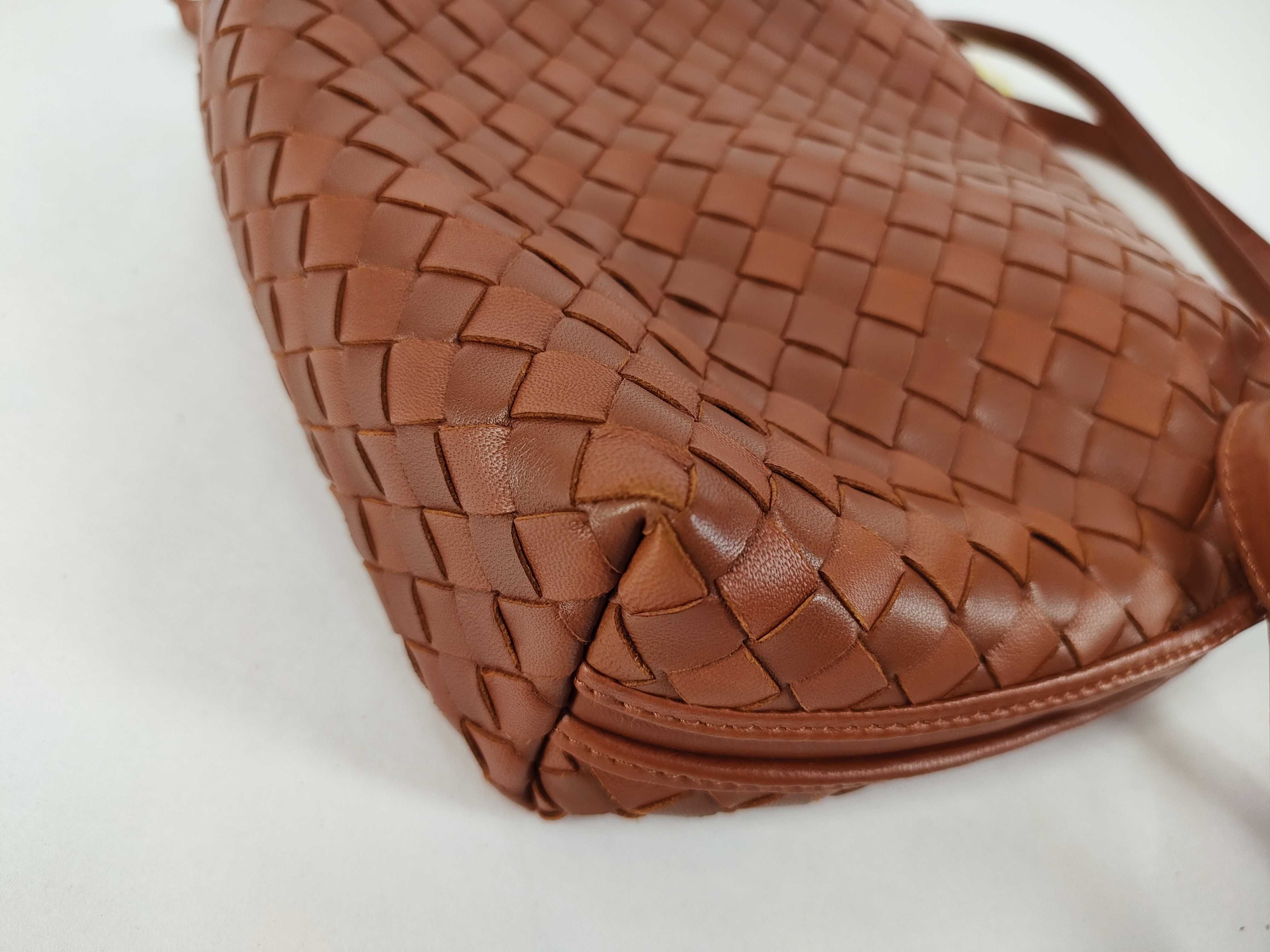 Intrecciato Shoulder Bag, Brown Shoulder Bag — view 6