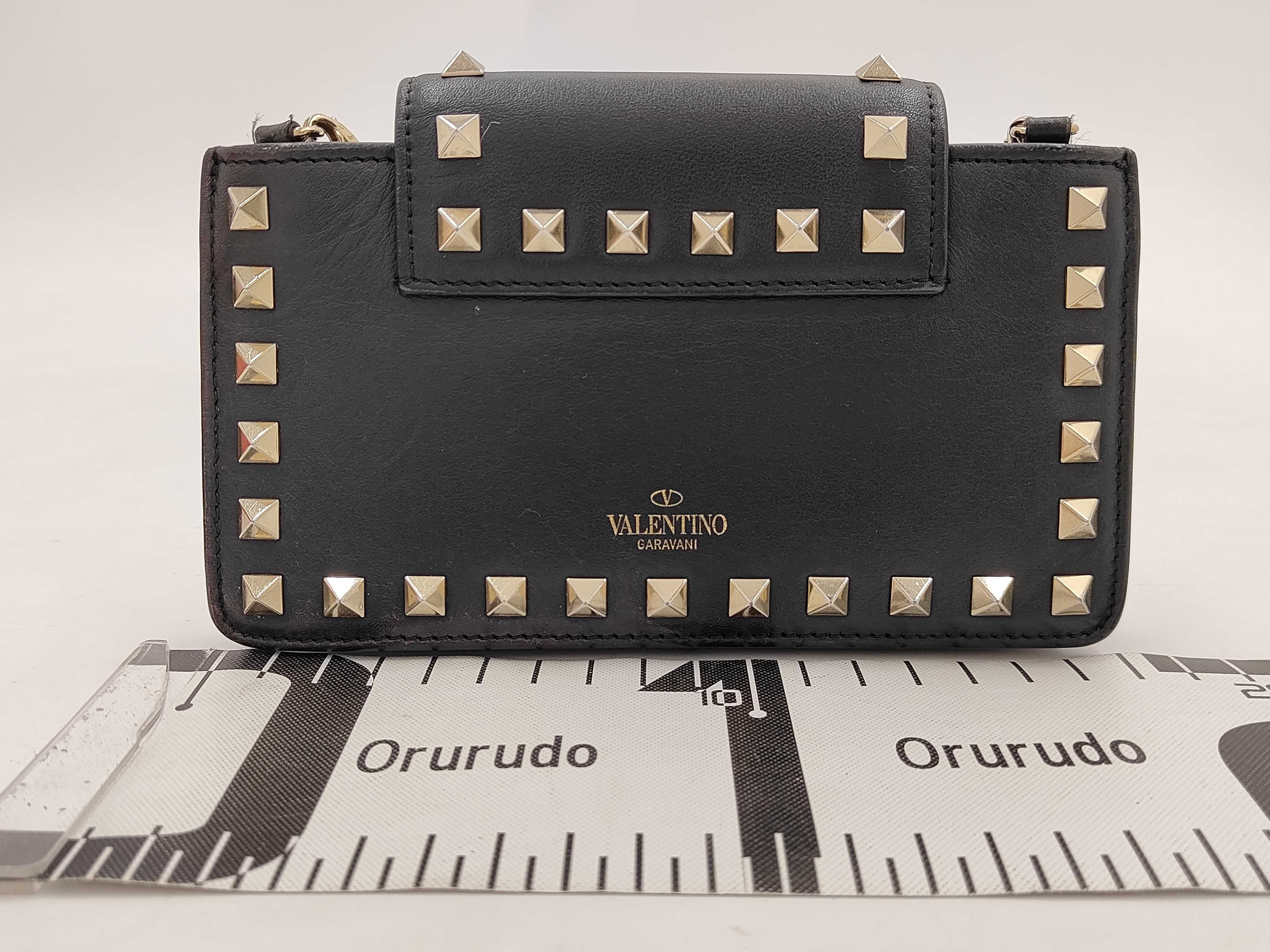Rockstud Black Leather Chain Shoulder Bag (Includes Box and Dust Bag) — view 2