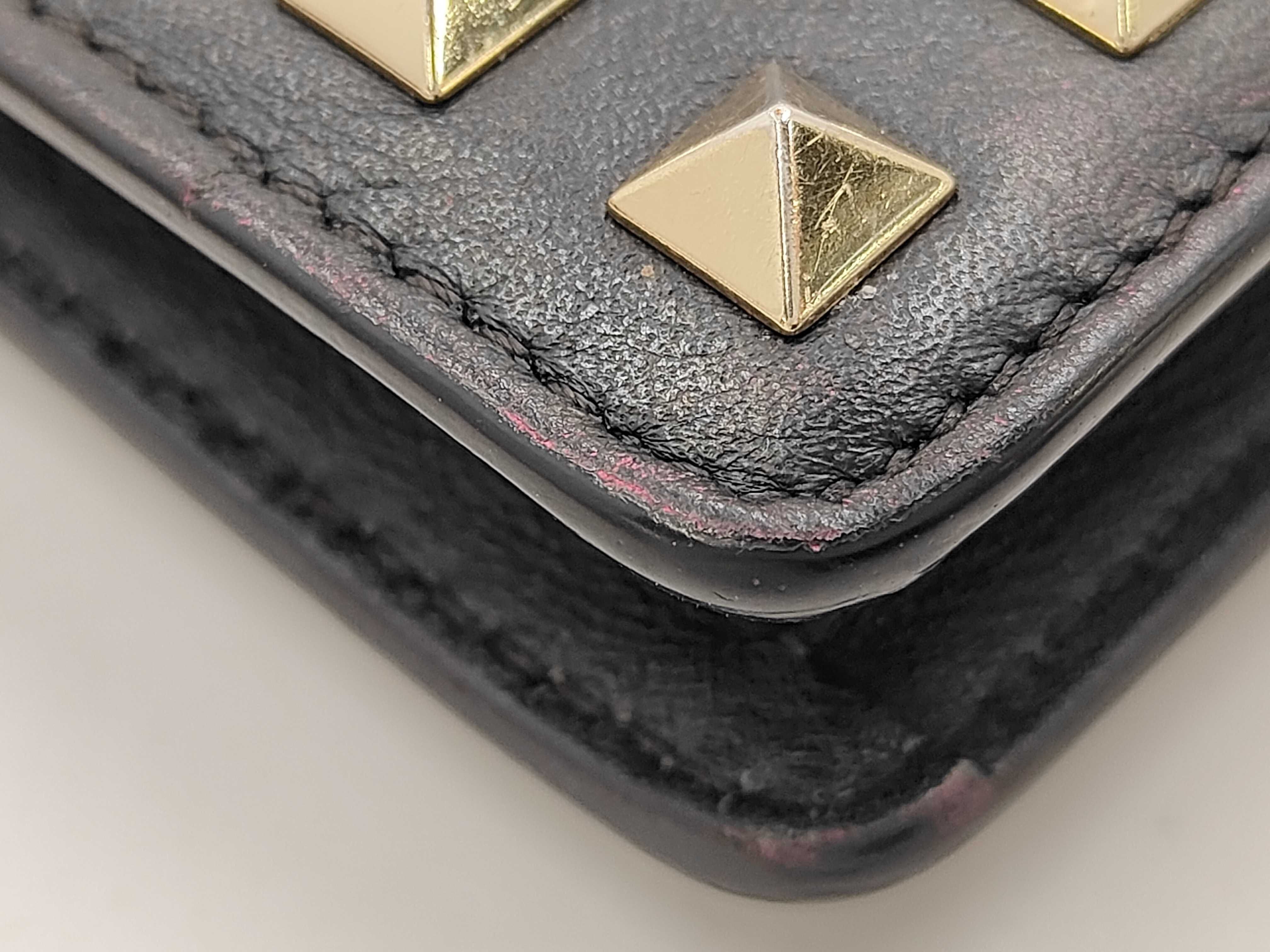 Rockstud Black Leather Chain Shoulder Bag (Includes Box and Dust Bag) — view 4