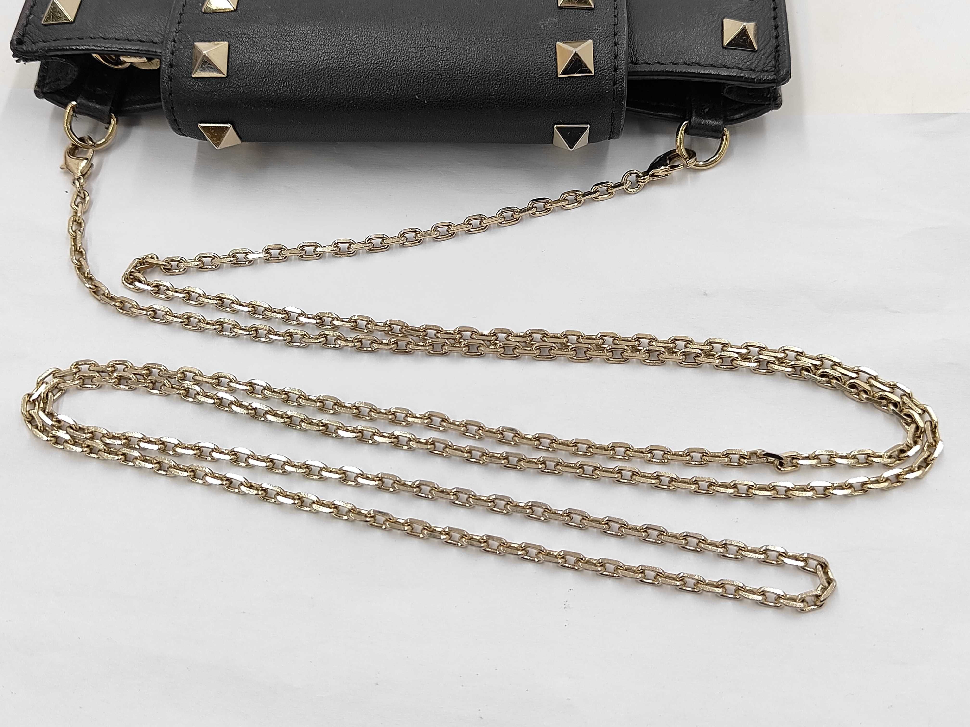 Rockstud Black Leather Chain Shoulder Bag (Includes Box and Dust Bag) — view 5