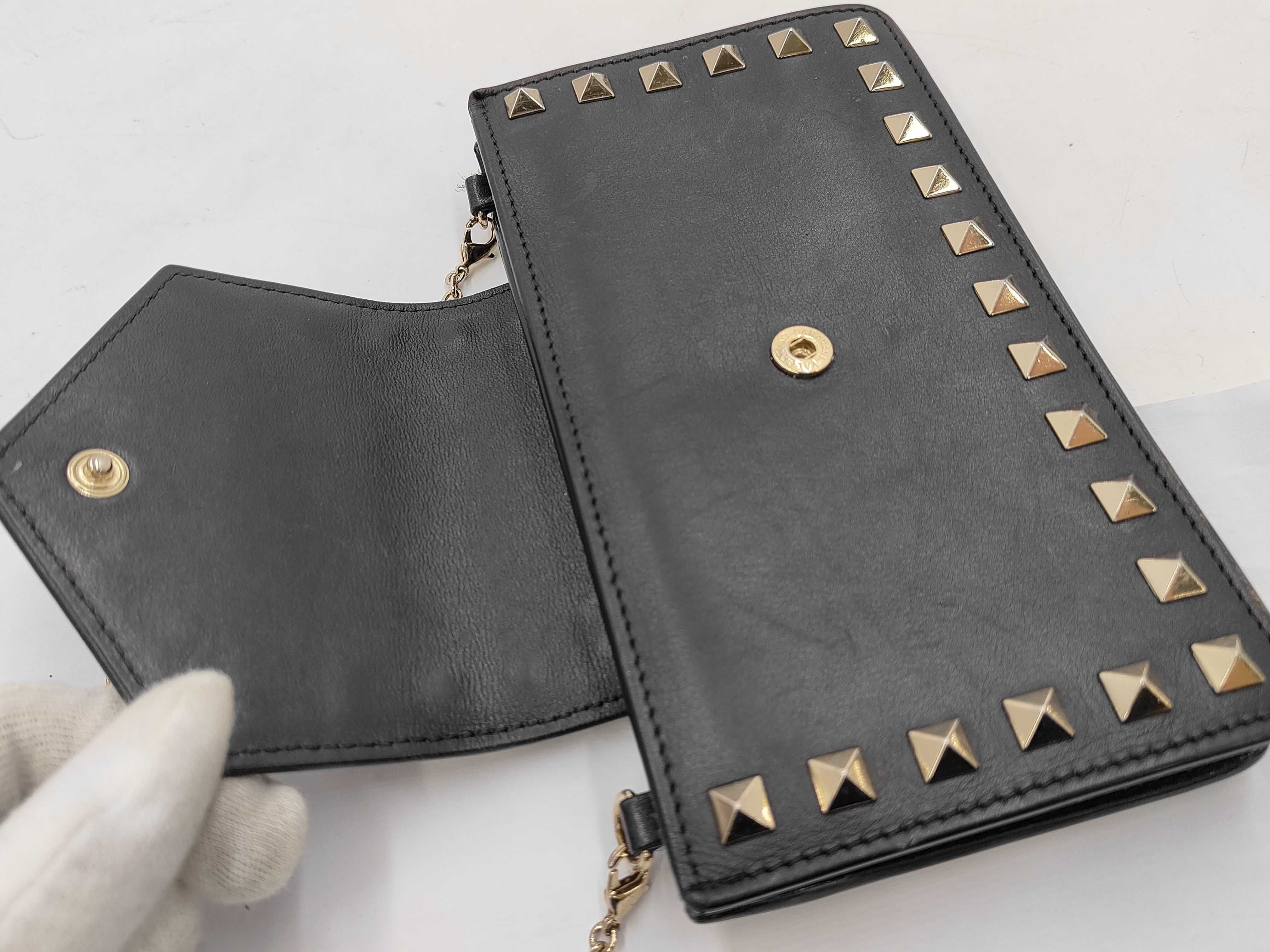 Rockstud Black Leather Chain Shoulder Bag (Includes Box and Dust Bag) — view 8