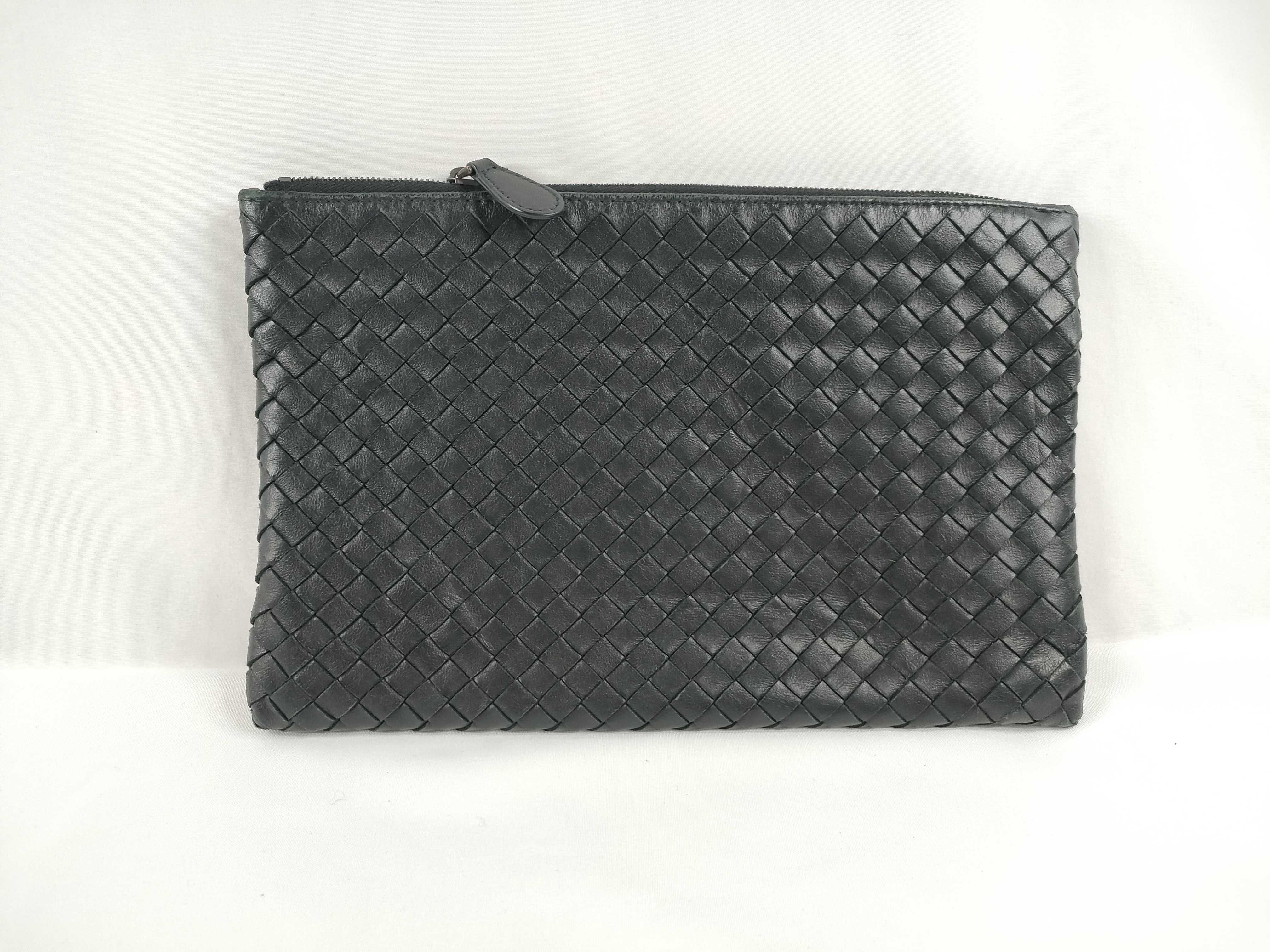 BV Black Braided Lambskin Small Clutch Bag