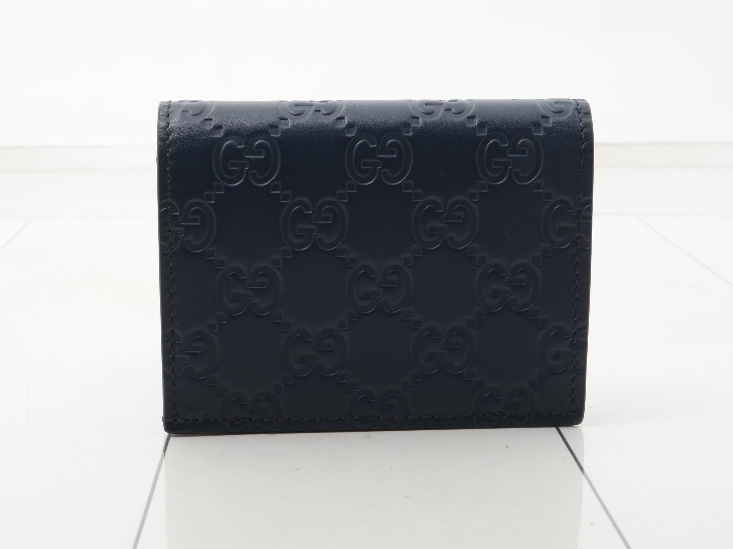 Guccissima bi-fold wallet, unused, blue. — view 2