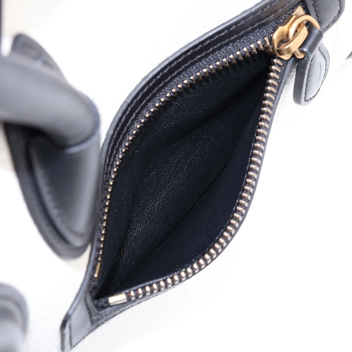 Luggage Micro Shopper Leather x Suede Handbag, Black x White x Beige — view 9
