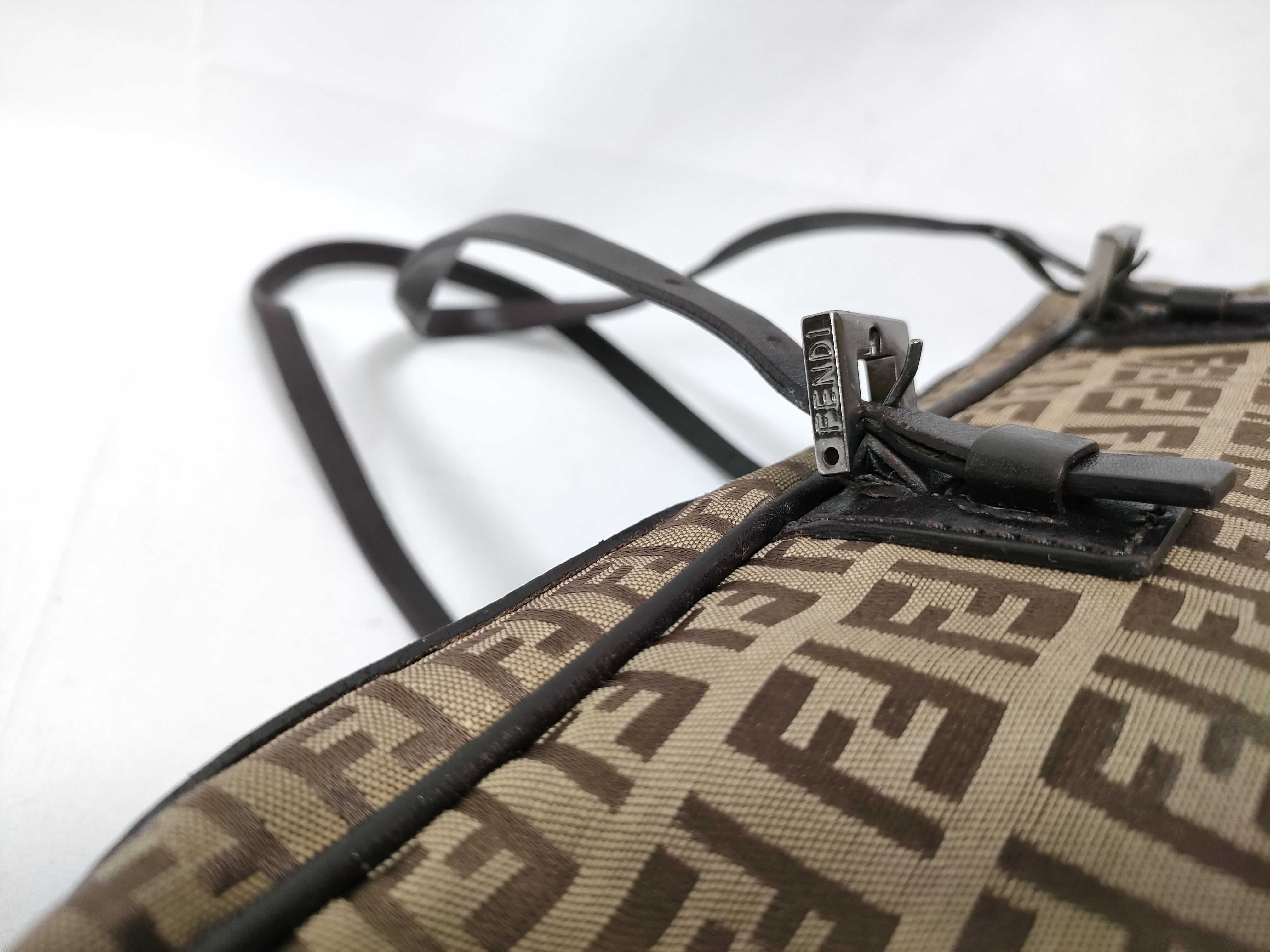 Zucchino Handbag, Canvas and Leather, Brown, Shoulder Bag/Handbag — view 7