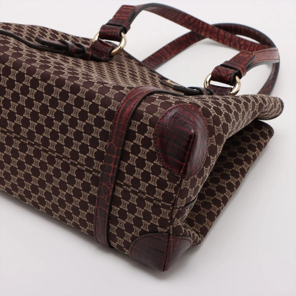 Macadam canvas x crocodile embossed handbag brown — view 3