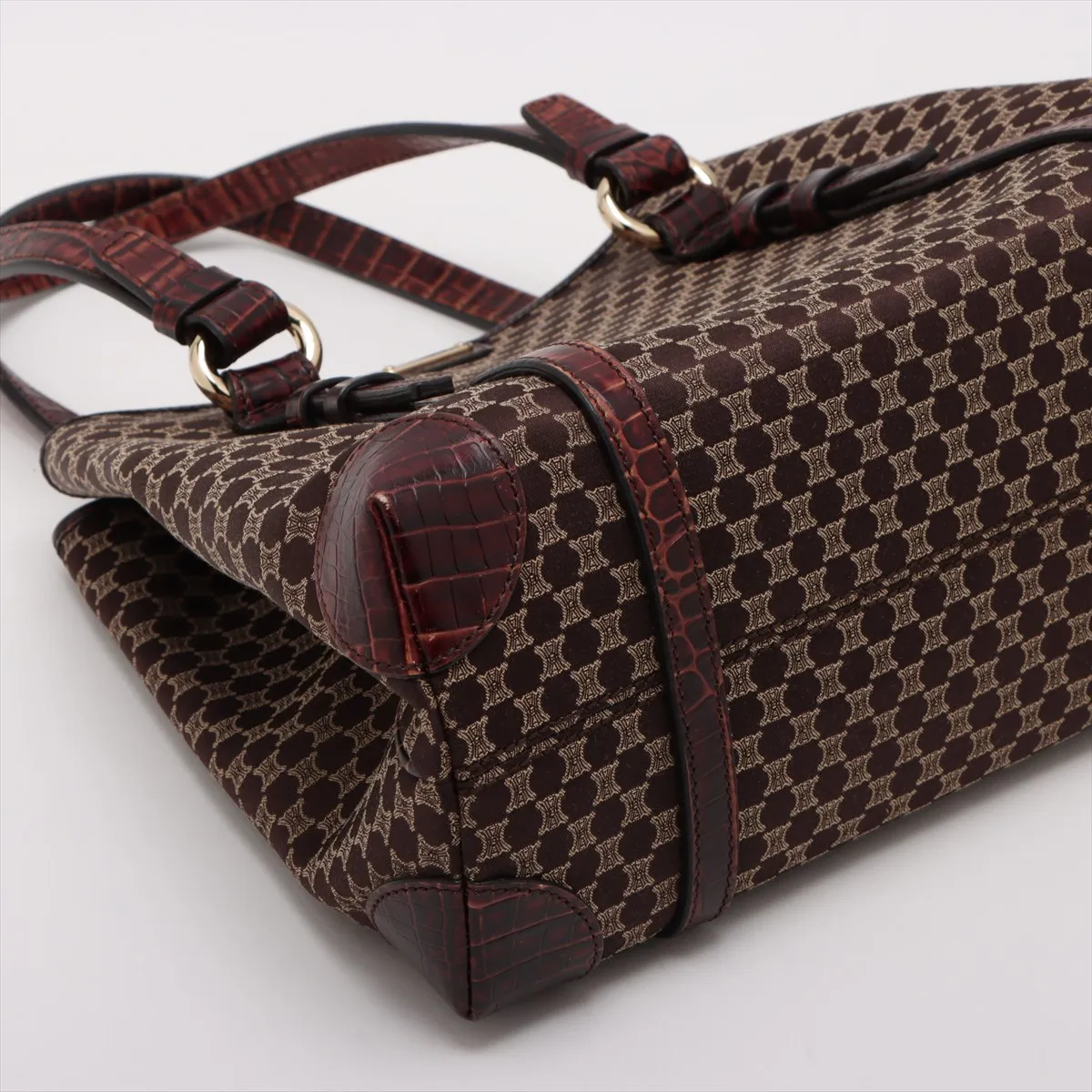 Macadam canvas x crocodile embossed handbag brown — view 4