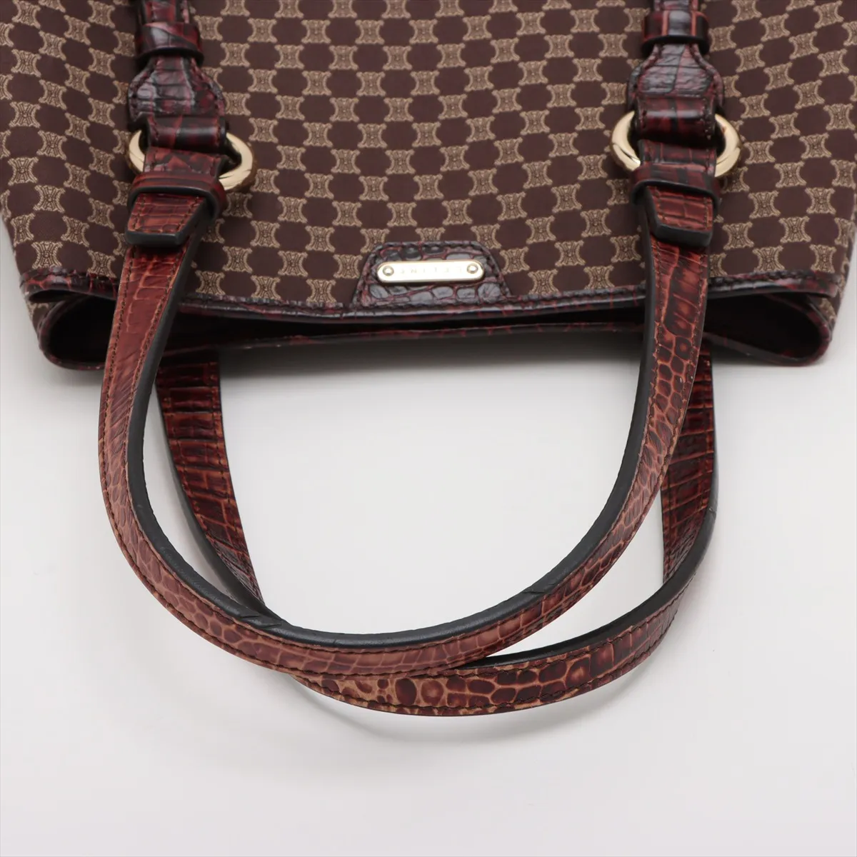 Macadam canvas x crocodile embossed handbag brown — view 5