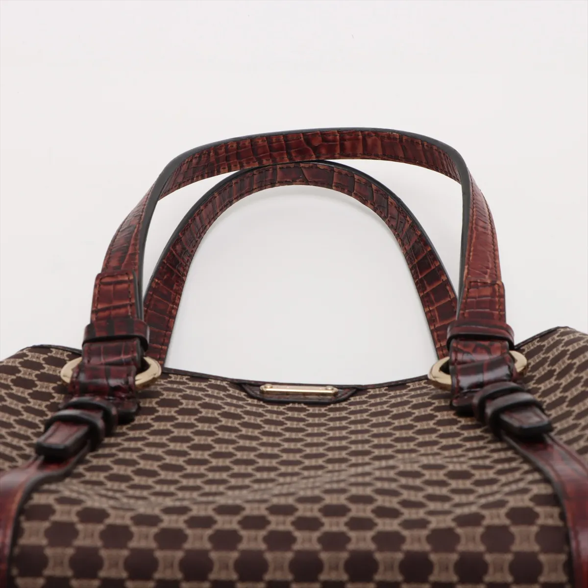 Macadam canvas x crocodile embossed handbag brown — view 6